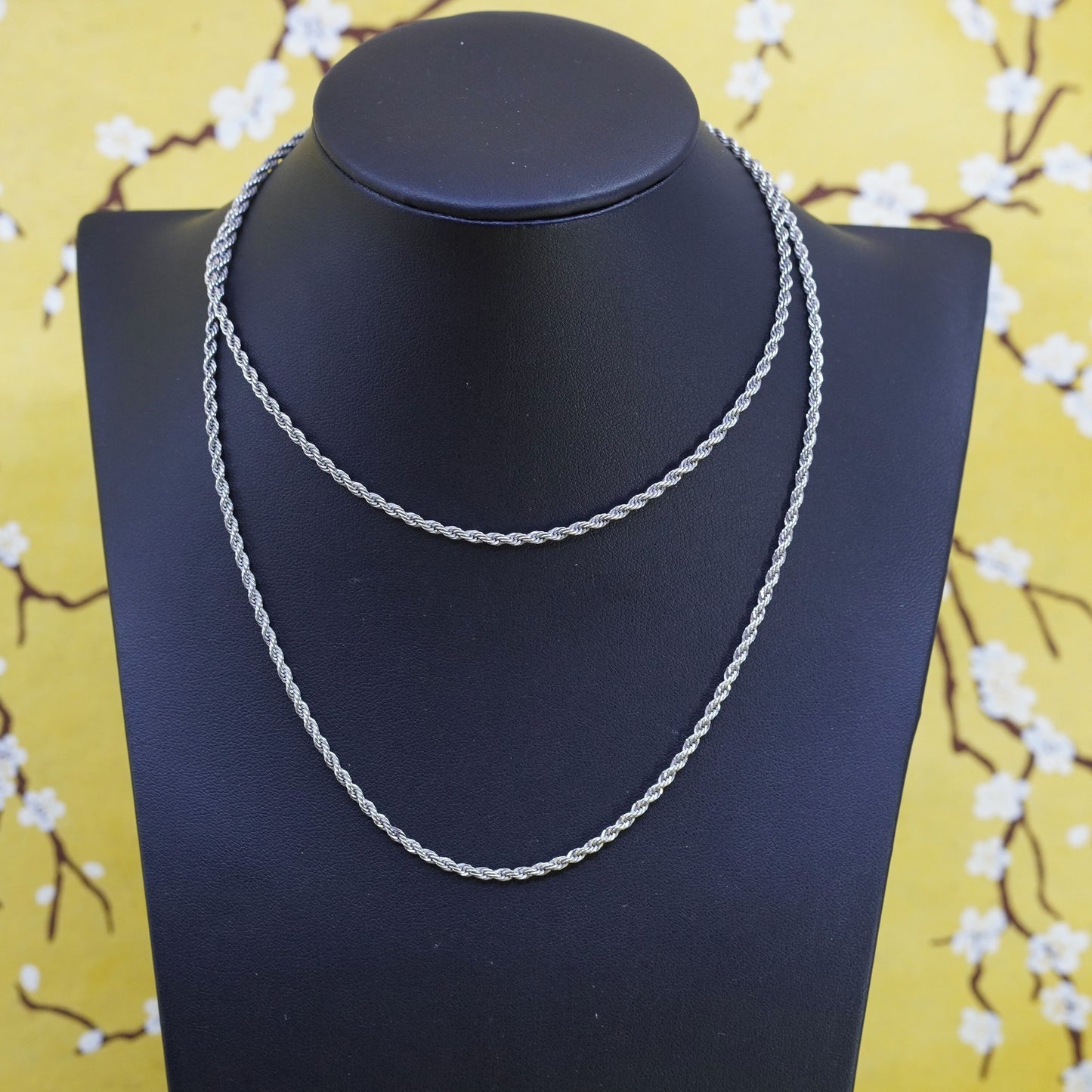 30” 3mm, vintage Sterling silver necklace, Italy 925 rope chain