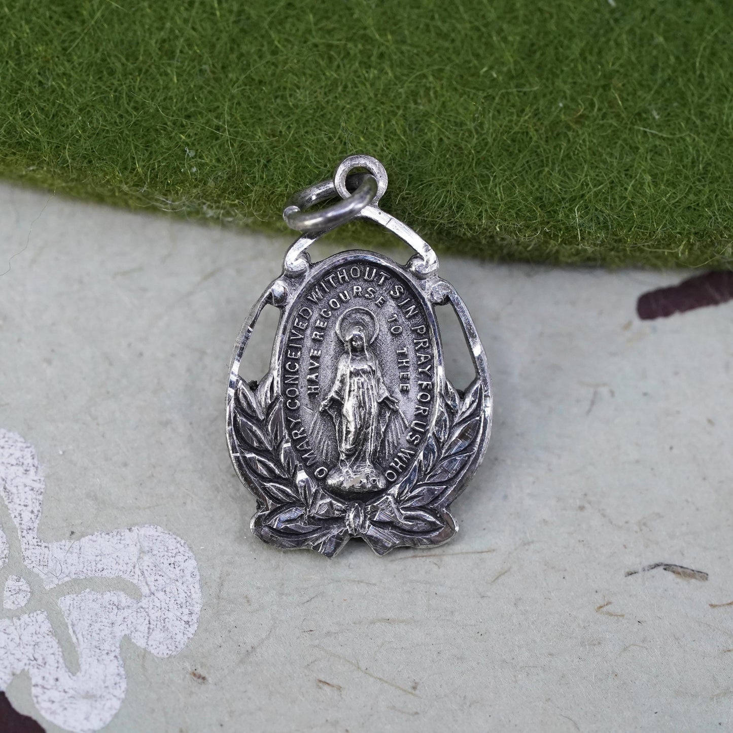 Vintage sterling silver handmade pendant, 925 Virgin Mary charm