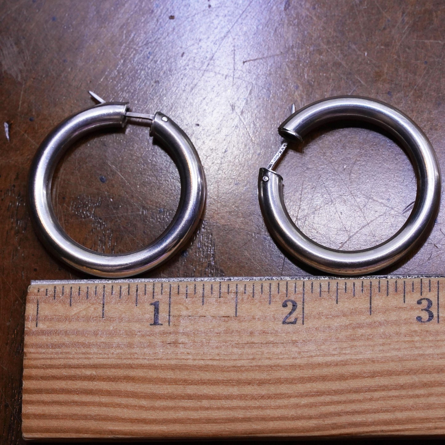 1.25", sterling silver loop earrings, fashion minimalist primitive wide hoops