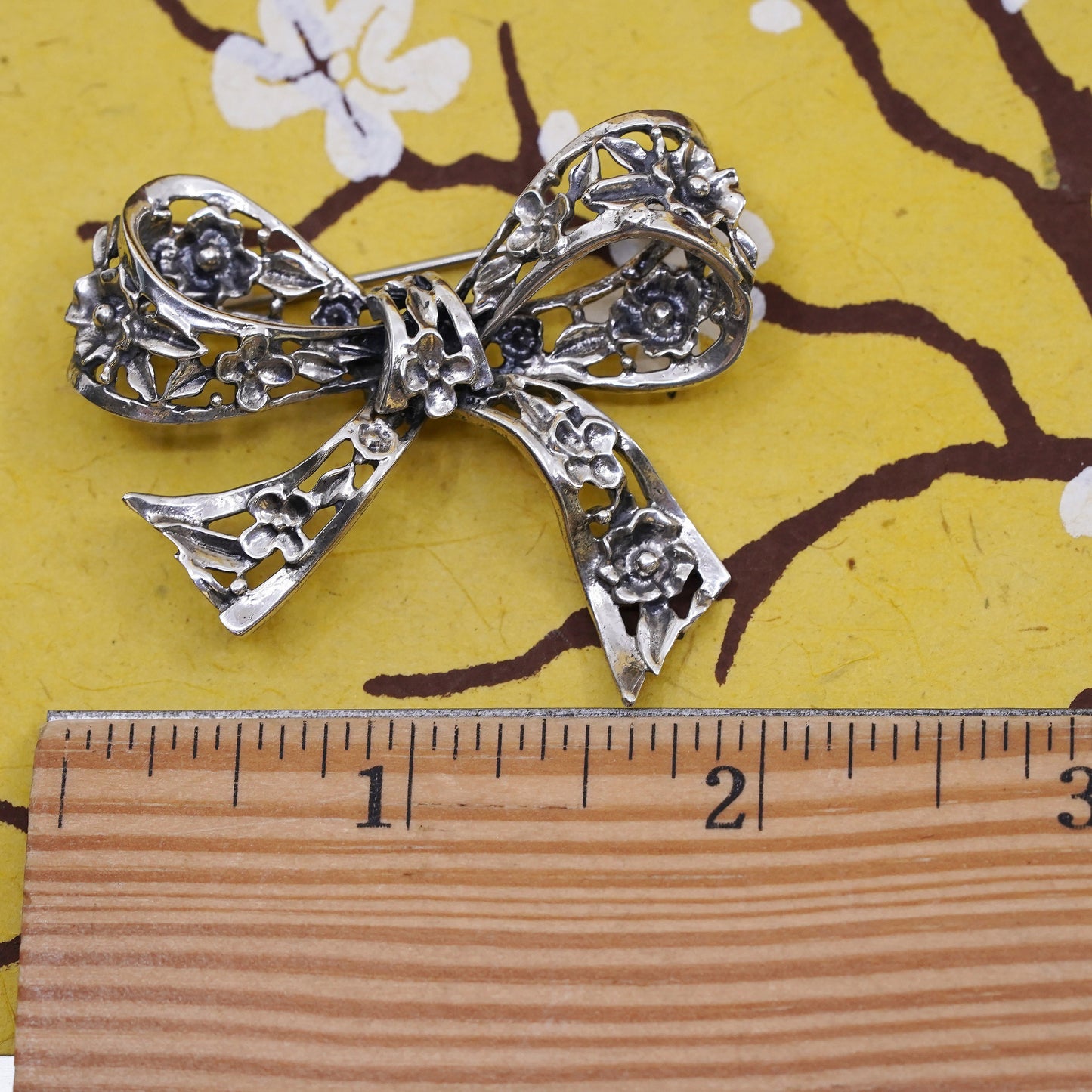 Vintage Danecraft handmade sterling 925 silver ribbon bow tie brooch