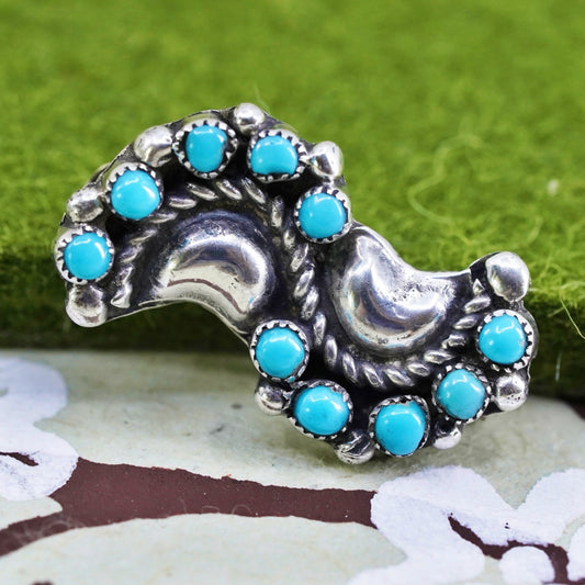 Native American Navajo sterling silver 925 handmade brooch with turquoise