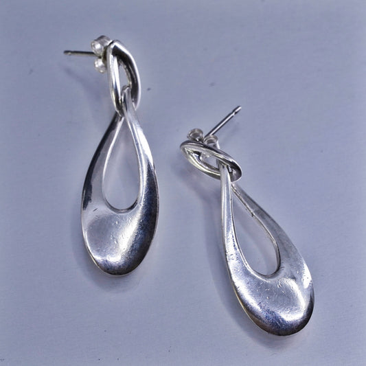 1.75”, Vintage Sterling 925 silver handmade entwinted teardrop earrings