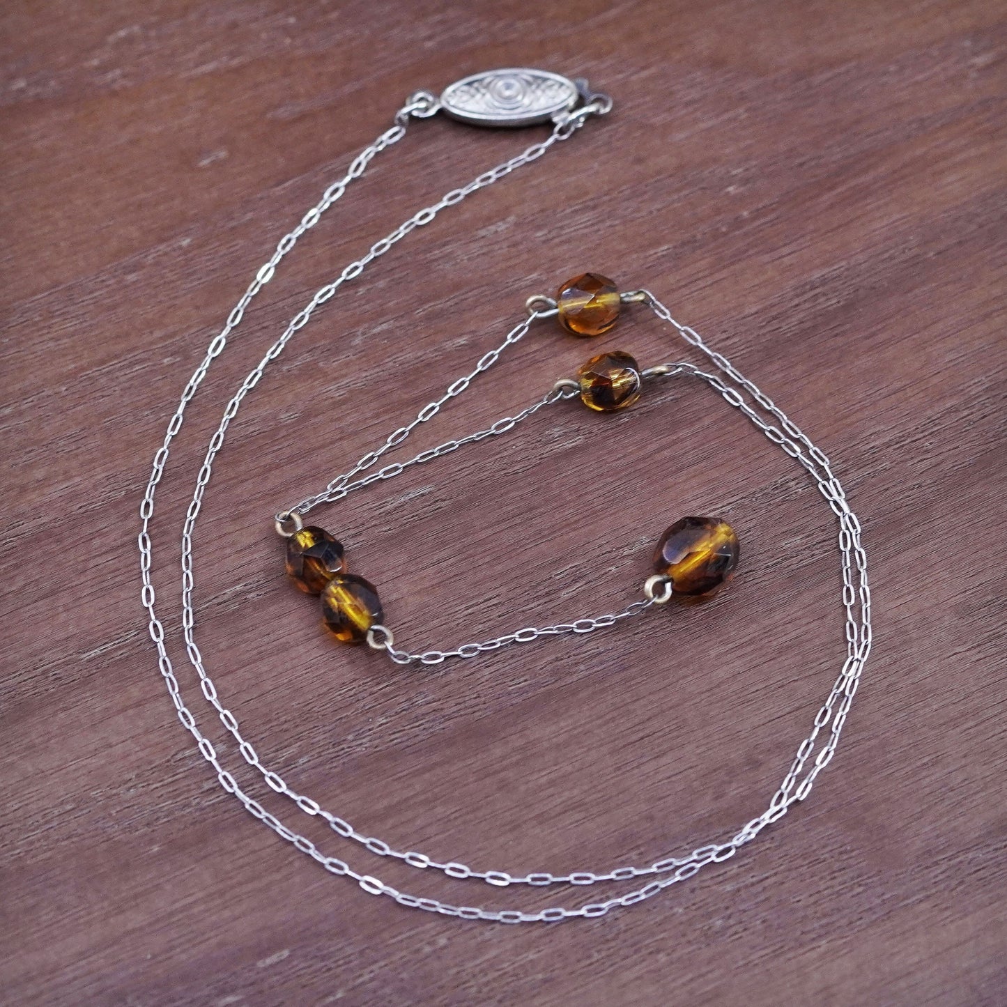 20”, Sterling silver Handmade necklace, 925 oval chain with citrine pendant