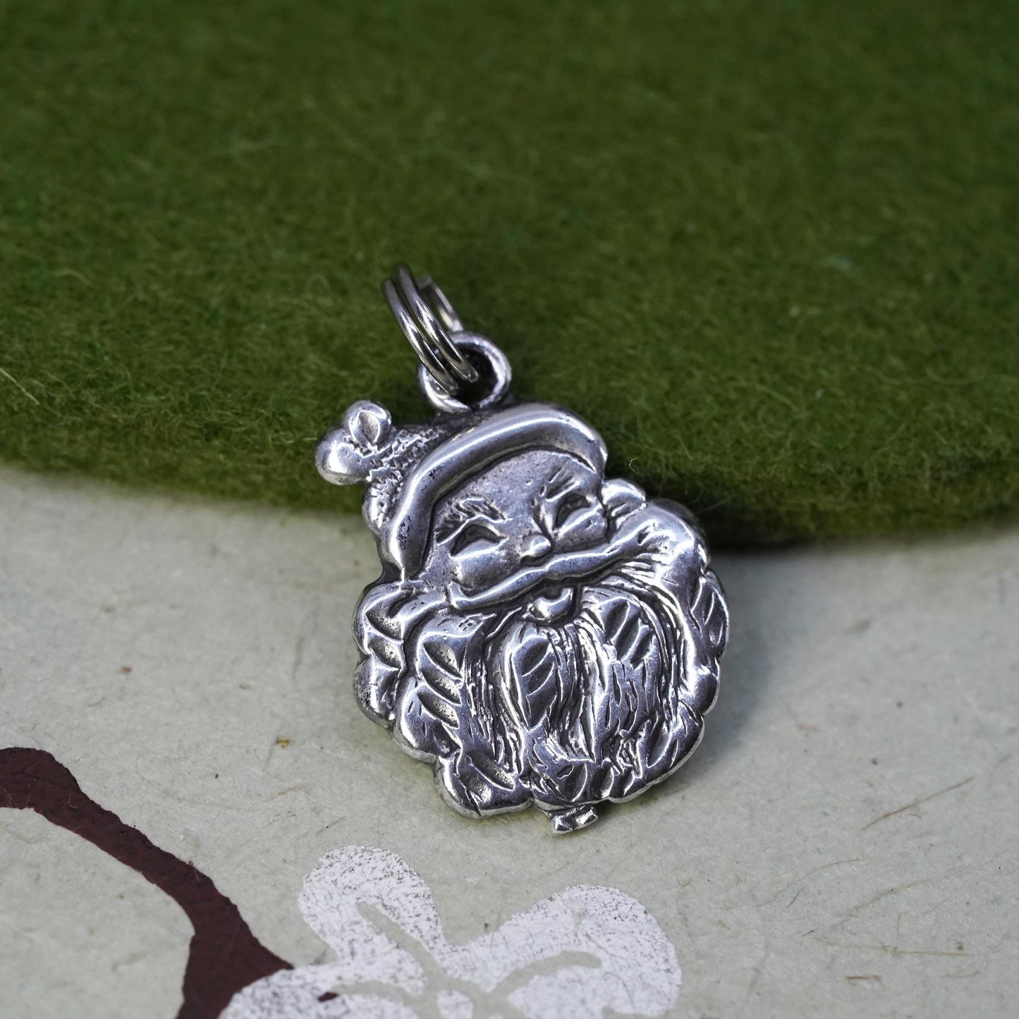 Vintage Sterling silver handmade pendant, 925 Christmas Santa charm