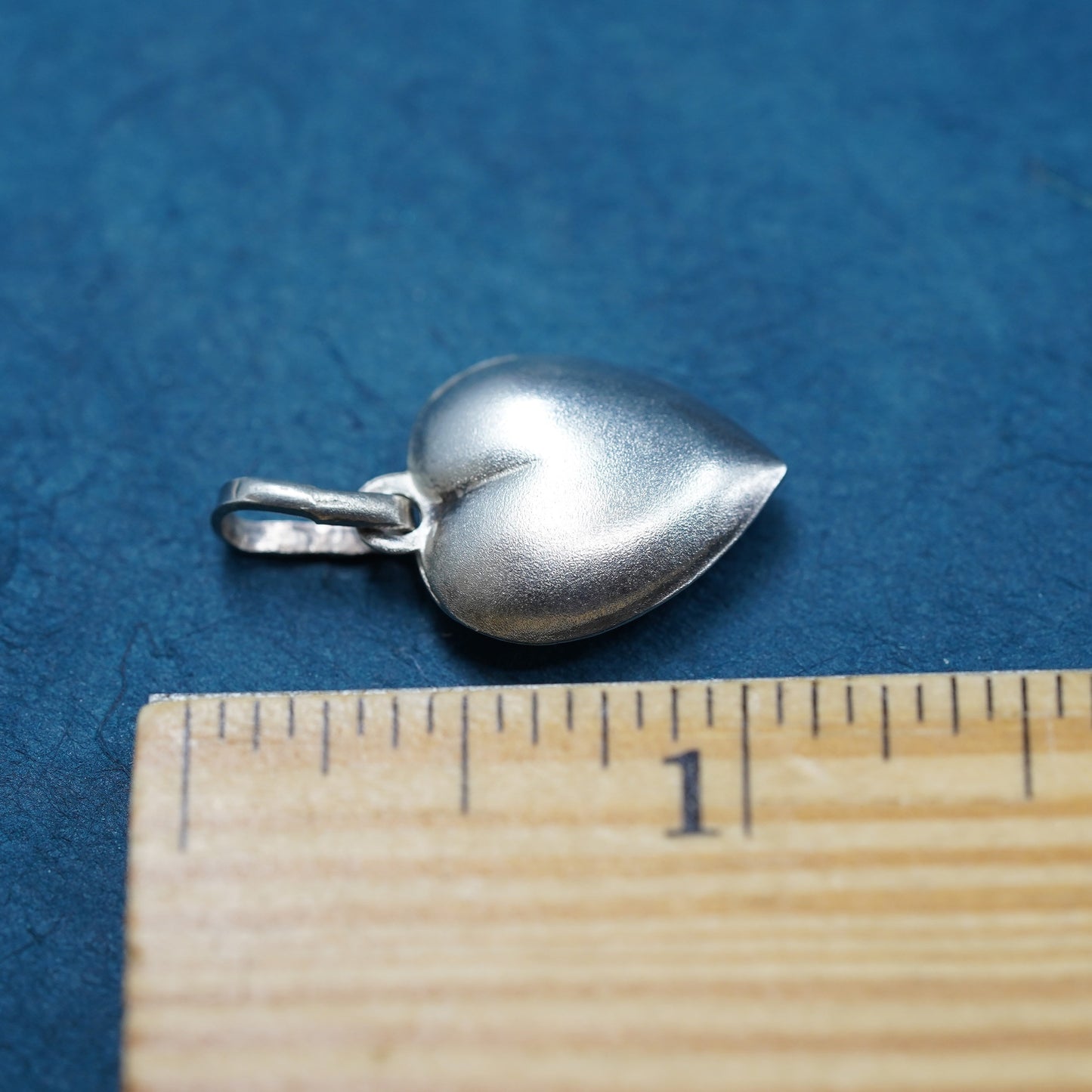 Vintage Sterling silver handmade pendant, puffy 925 heart, stamped 925