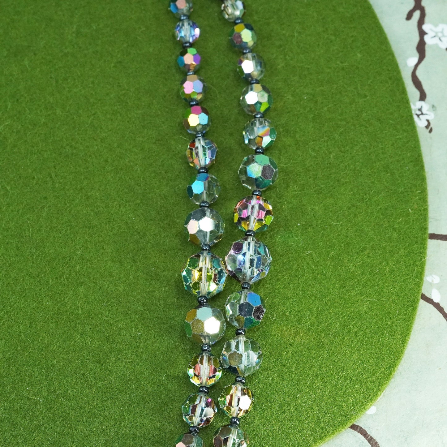 20” handmade colorful crystal beads necklace with sterling 925 silver clasp