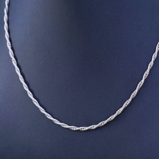 17” 3mm, Vintage sterling 925 silver handmade twisted wheat chain, necklace
