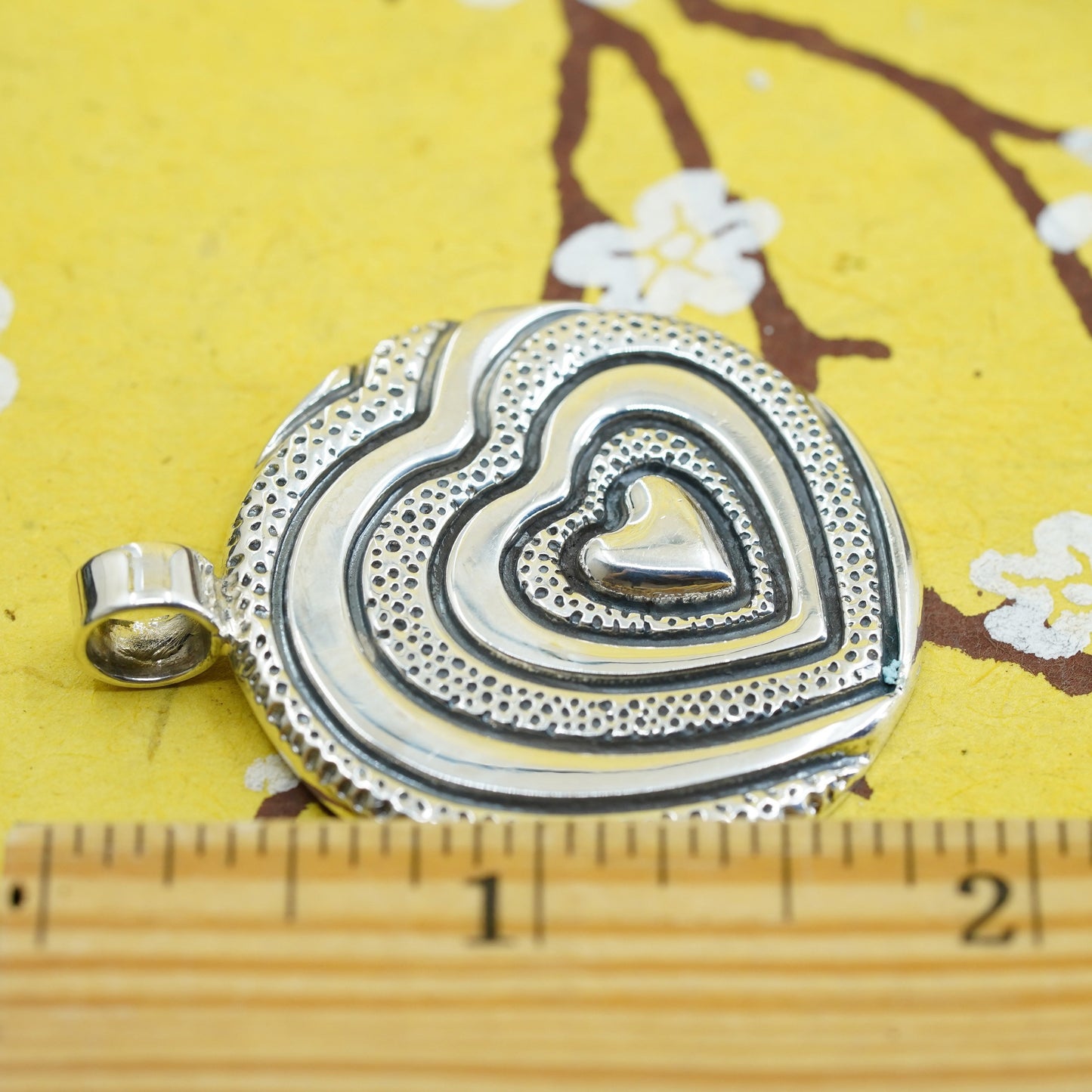 Vintage Sterling silver handmade pendant, 925 heart charm