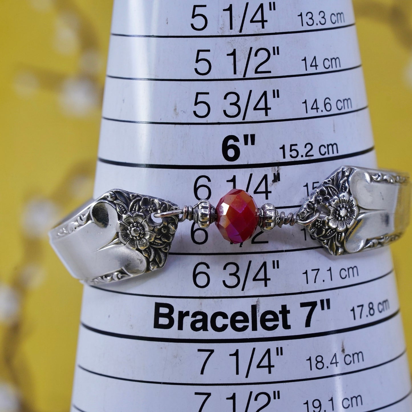 6.5”, Vintage Sterling silver spoon bracelet, 925 Silver Handmade bangle