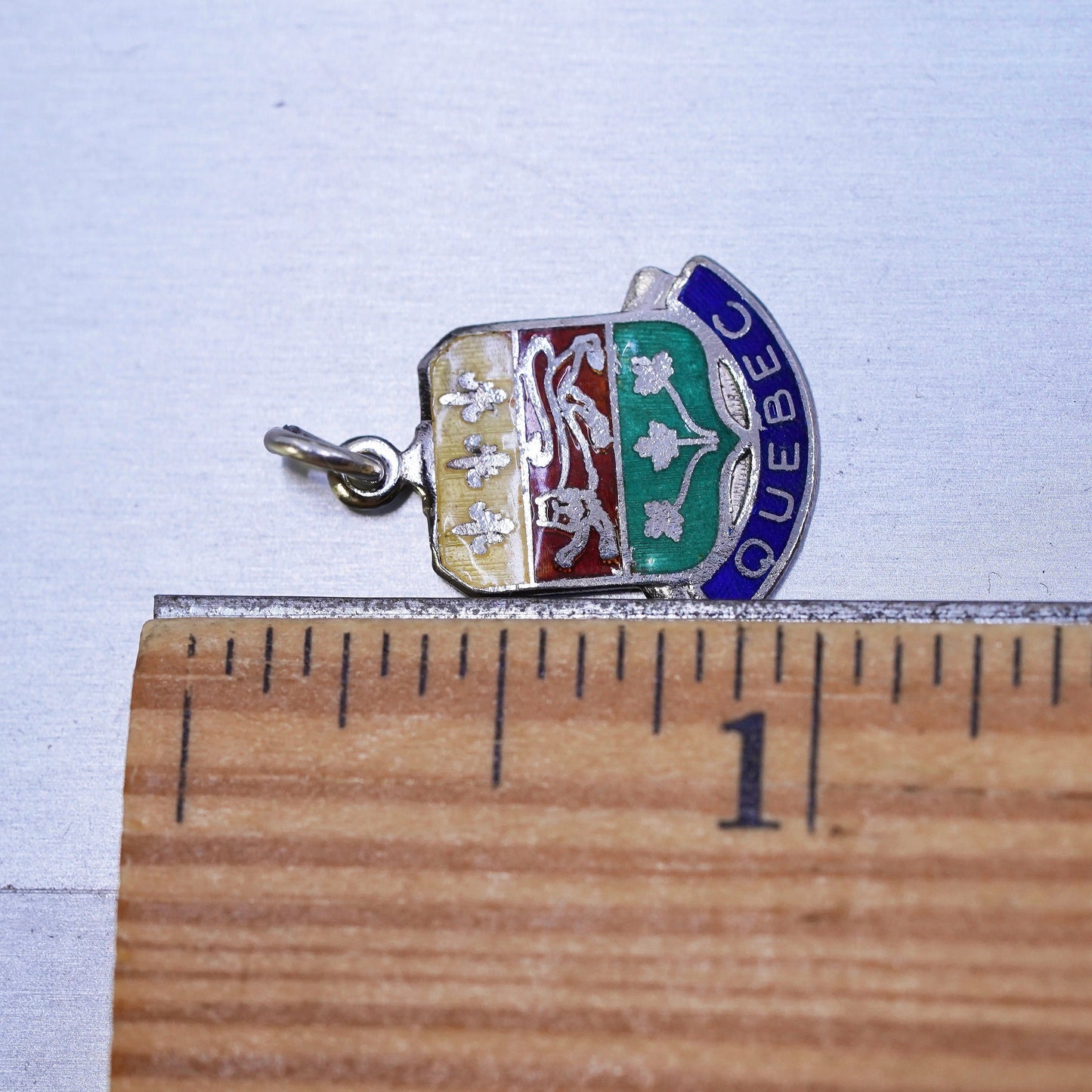 Vintage sterling handmade traveler pendant, 925 enamel Quebec tag