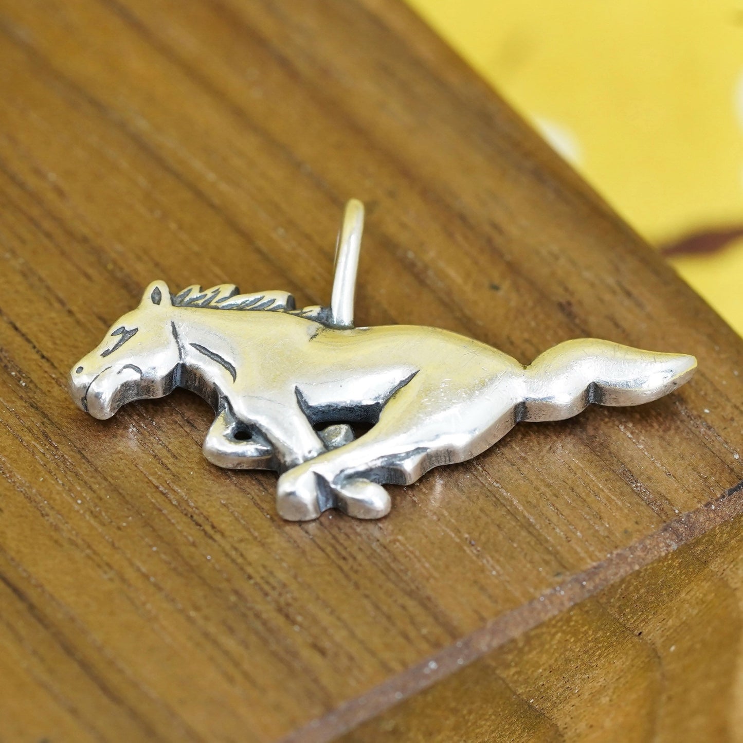 Vintage Sterling 925 silver handmade pendant, running horse