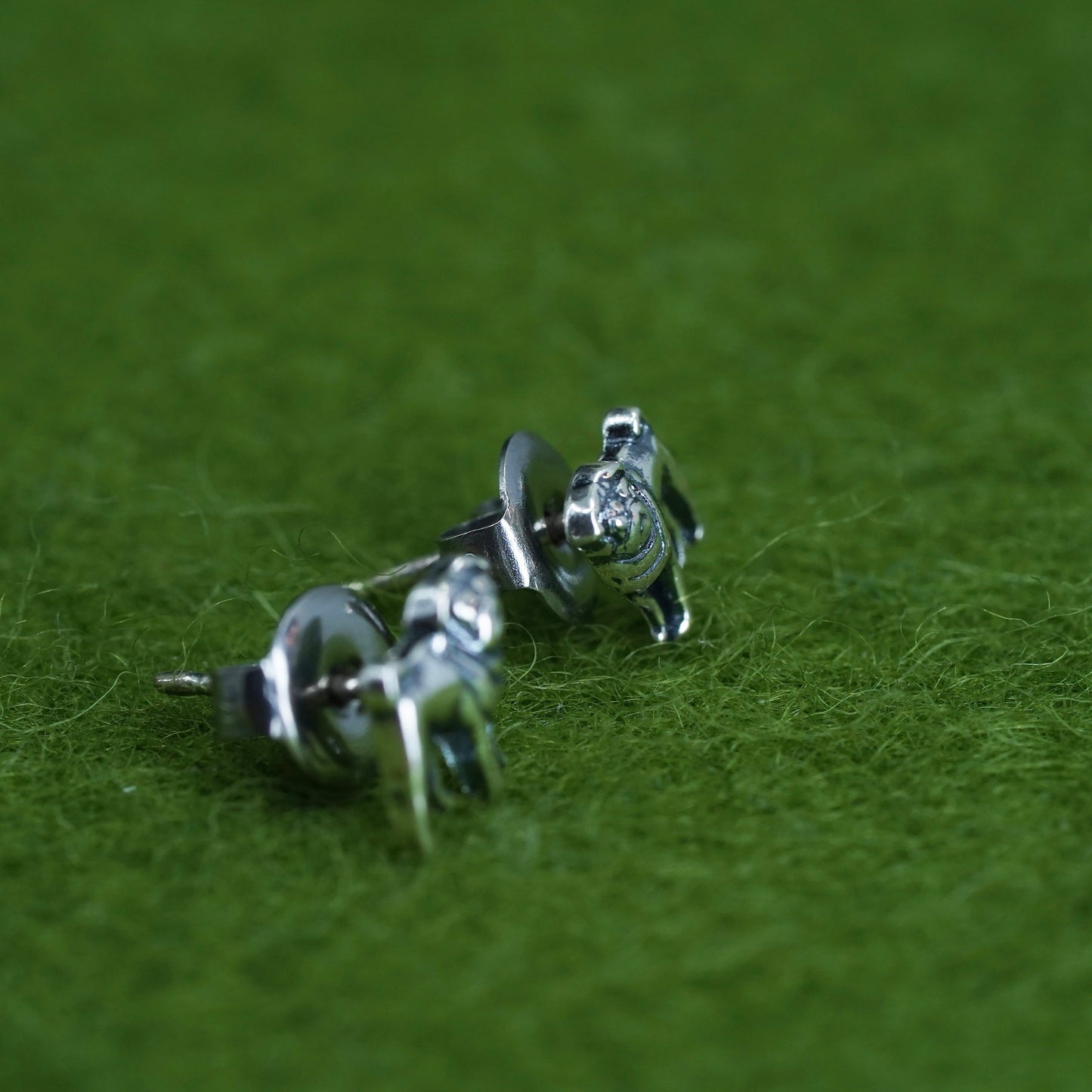 Vintage sterling silver handmade studs, 925 bulldog earrings