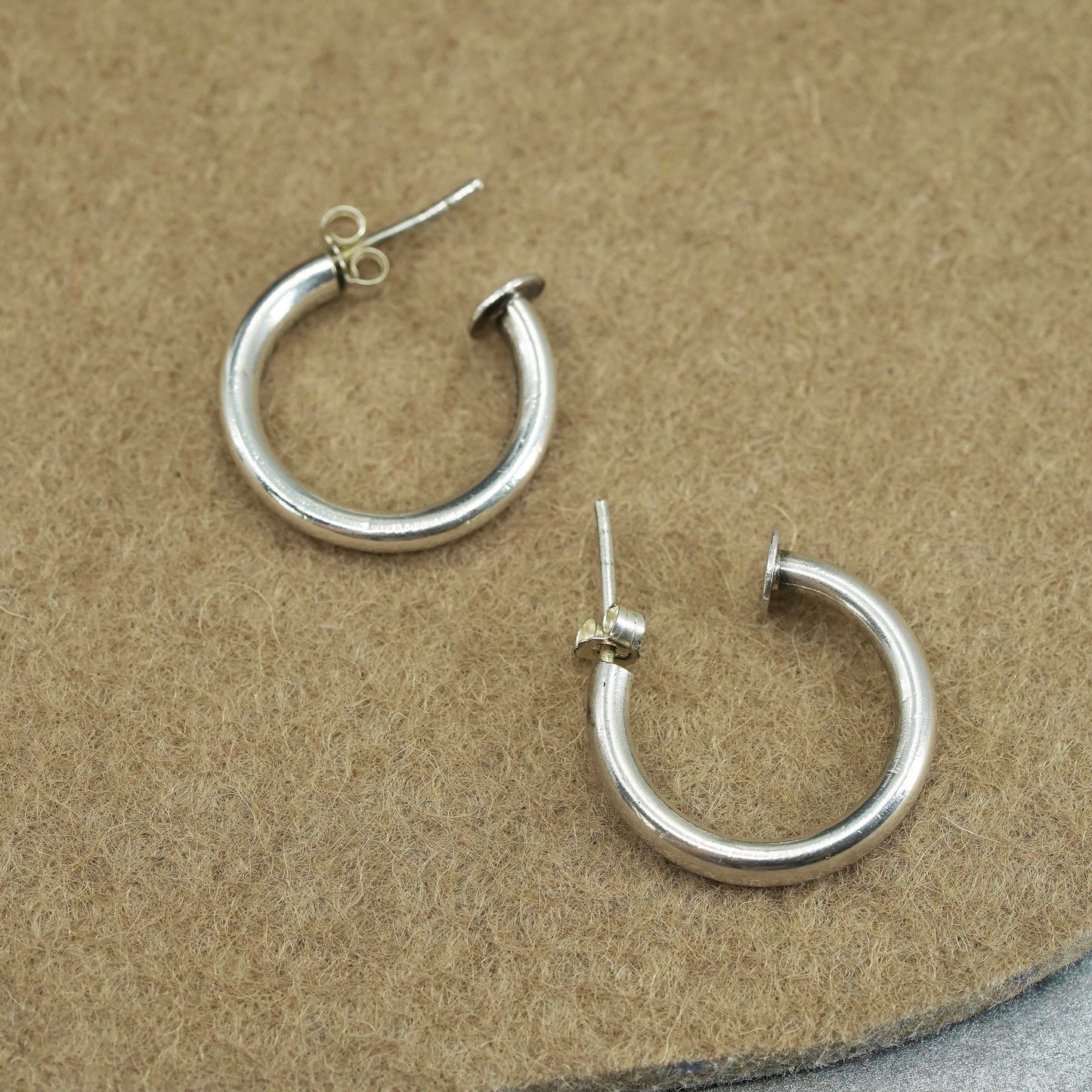 0.75”, vintage Sterling silver handmade earrings, 925 hoops