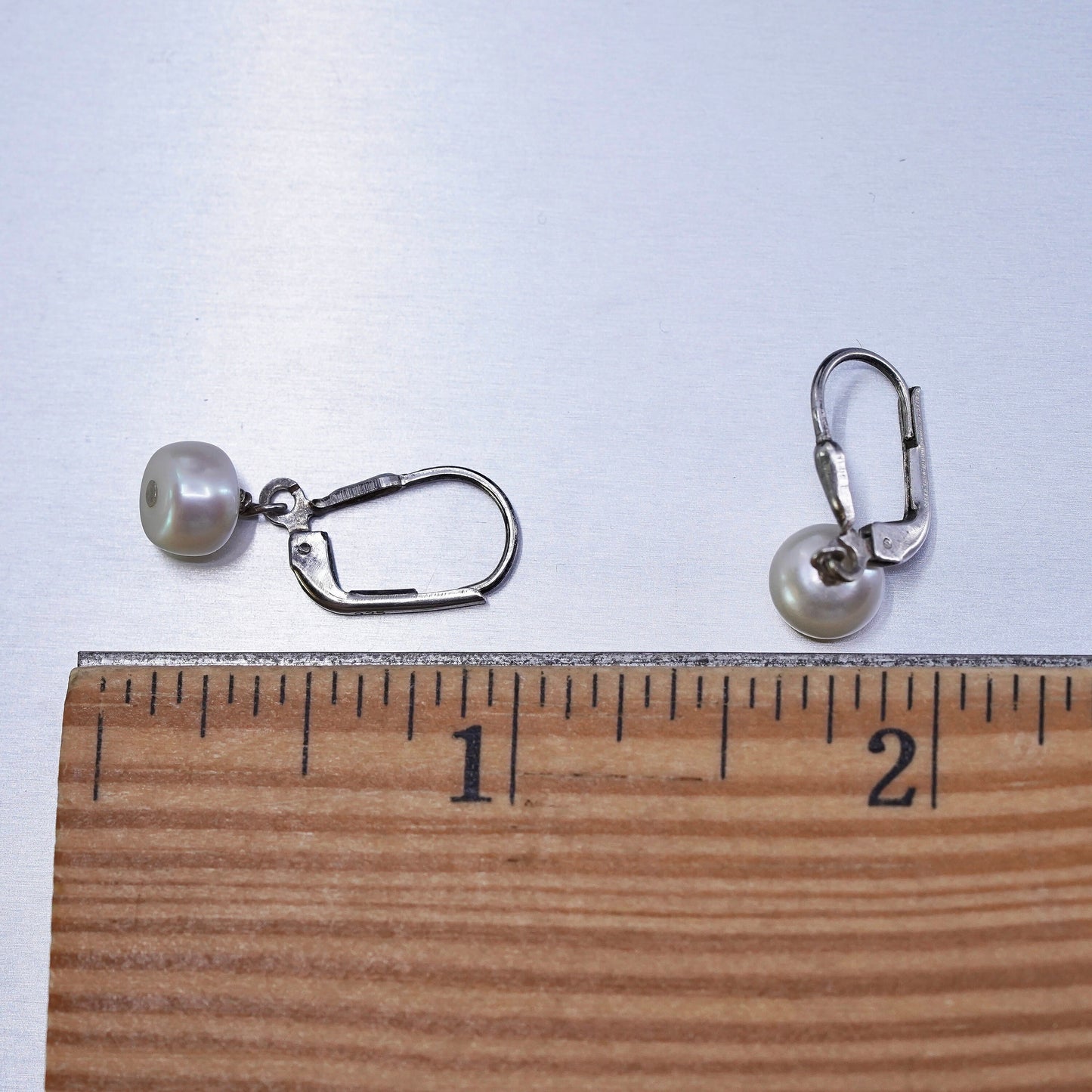 Vintage Sterling 925 silver earrings, dangle with pearl