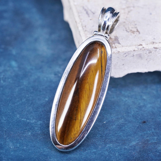 Whitney Kelly WK sterling 925 silver handmade pendant oval golden tiger eye