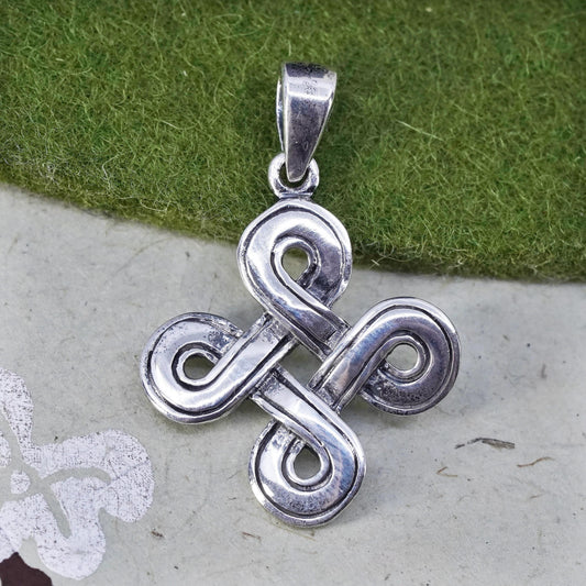 vintage sterling silver handmade pendant, 925 silver Irish Celtic knot charm