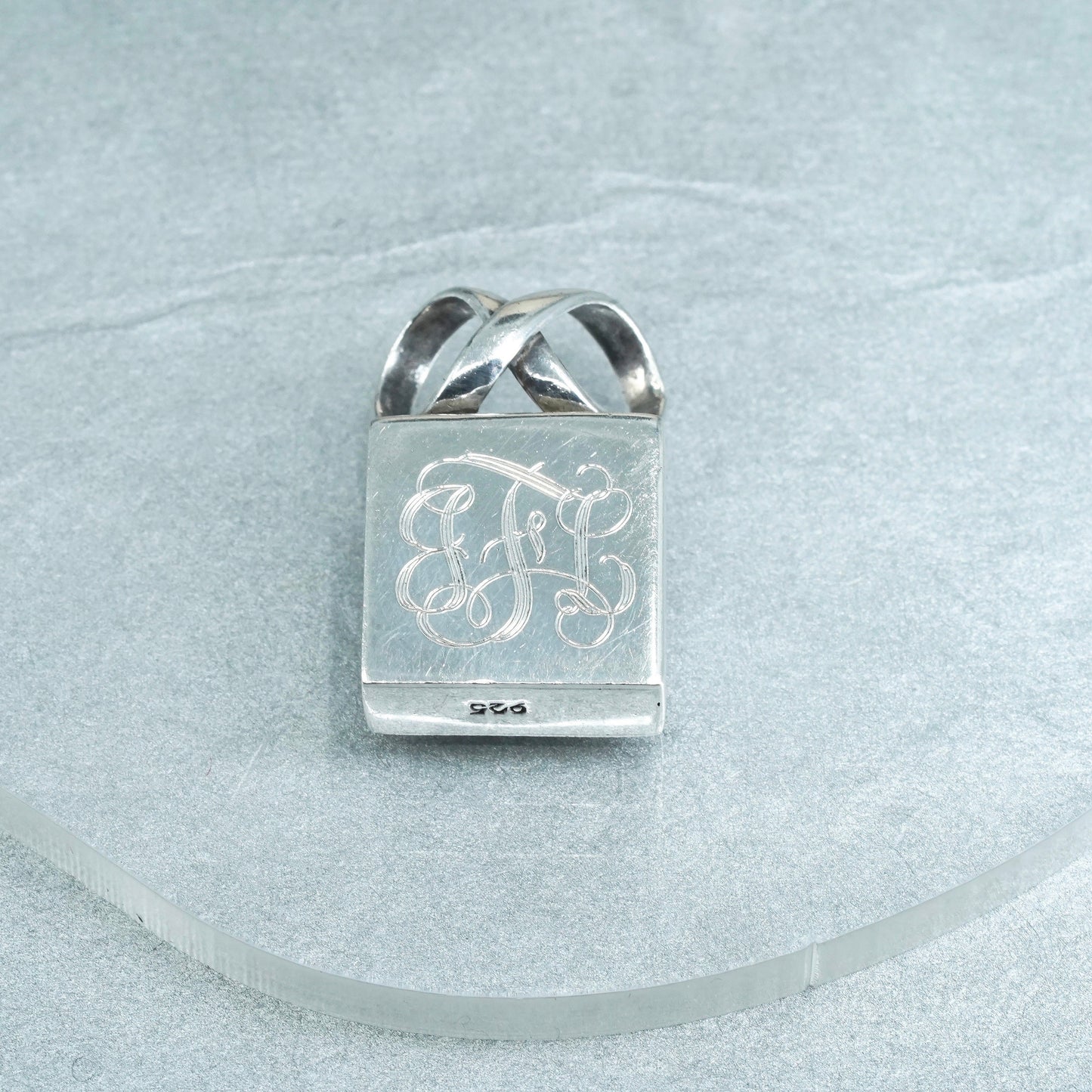 Mexico Sterling 925 silver charm pendant, initial monogram “GFL”