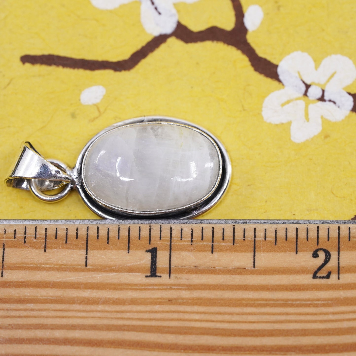 Vintage Sterling 925 Silver Handmade Pendant with oval moonstone