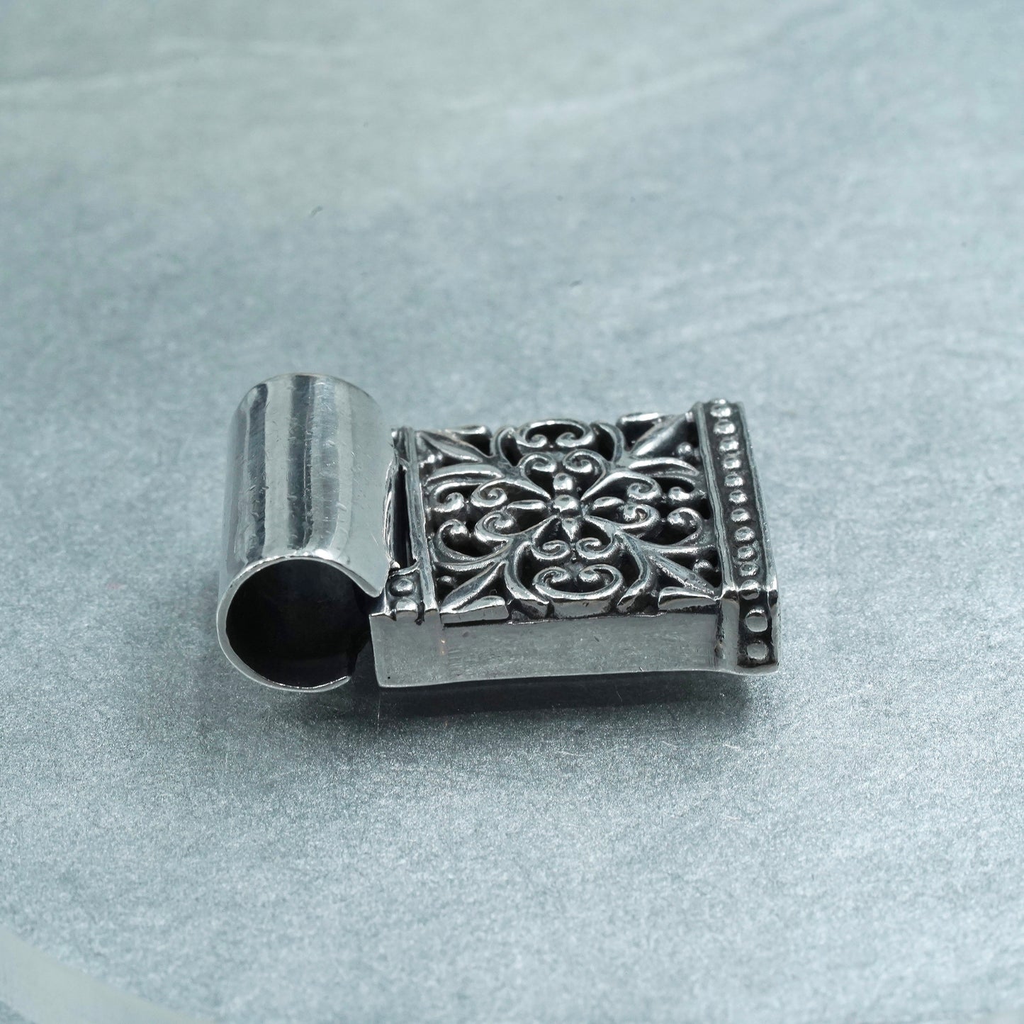 Vintage sterling 925 silver handmade filigree square pendant