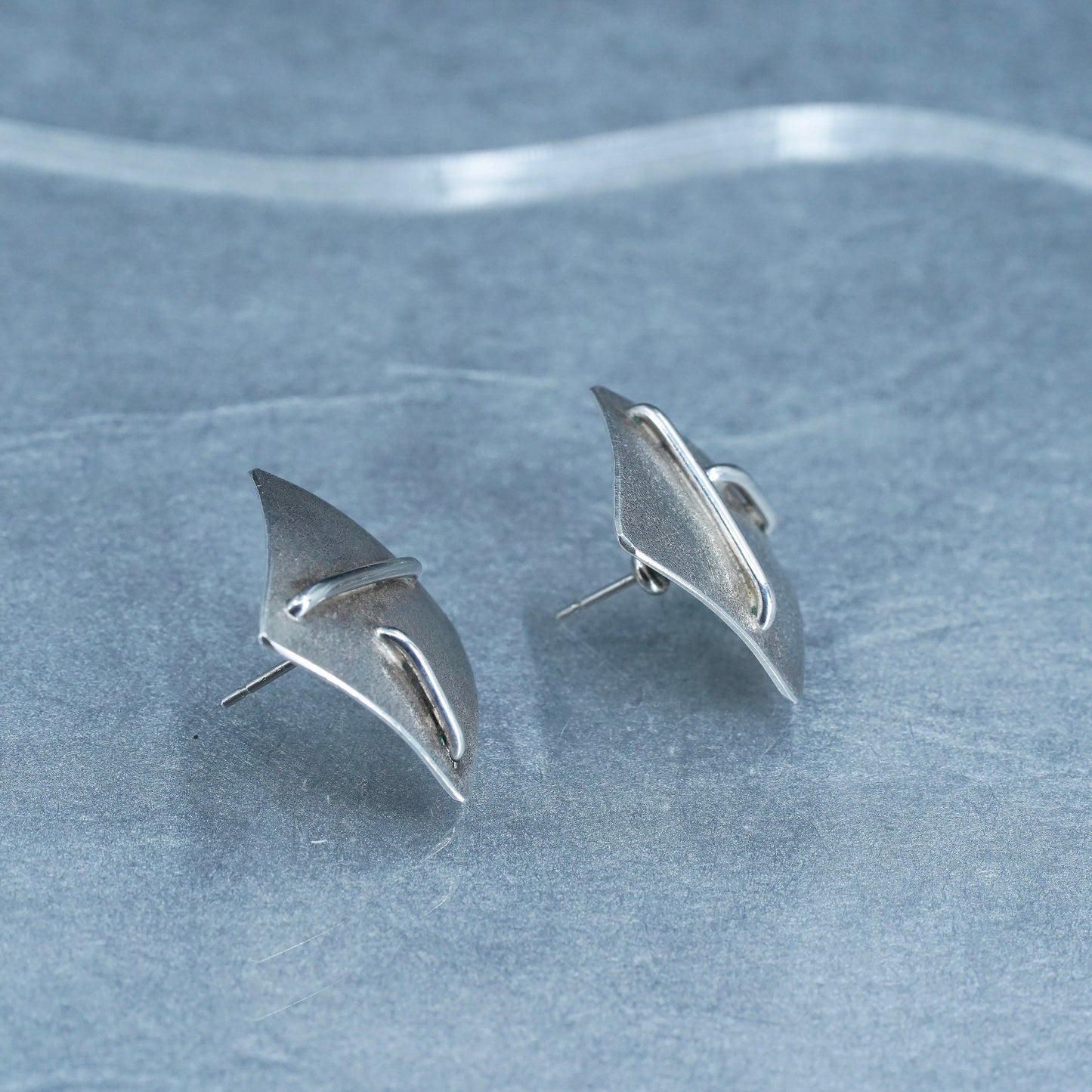 Designer modern Sterling silver handmade earrings, matte 925 studs