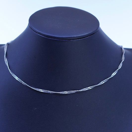 18” 3mm, vintage Italy Sterling 925 silver twisted curb chain necklace