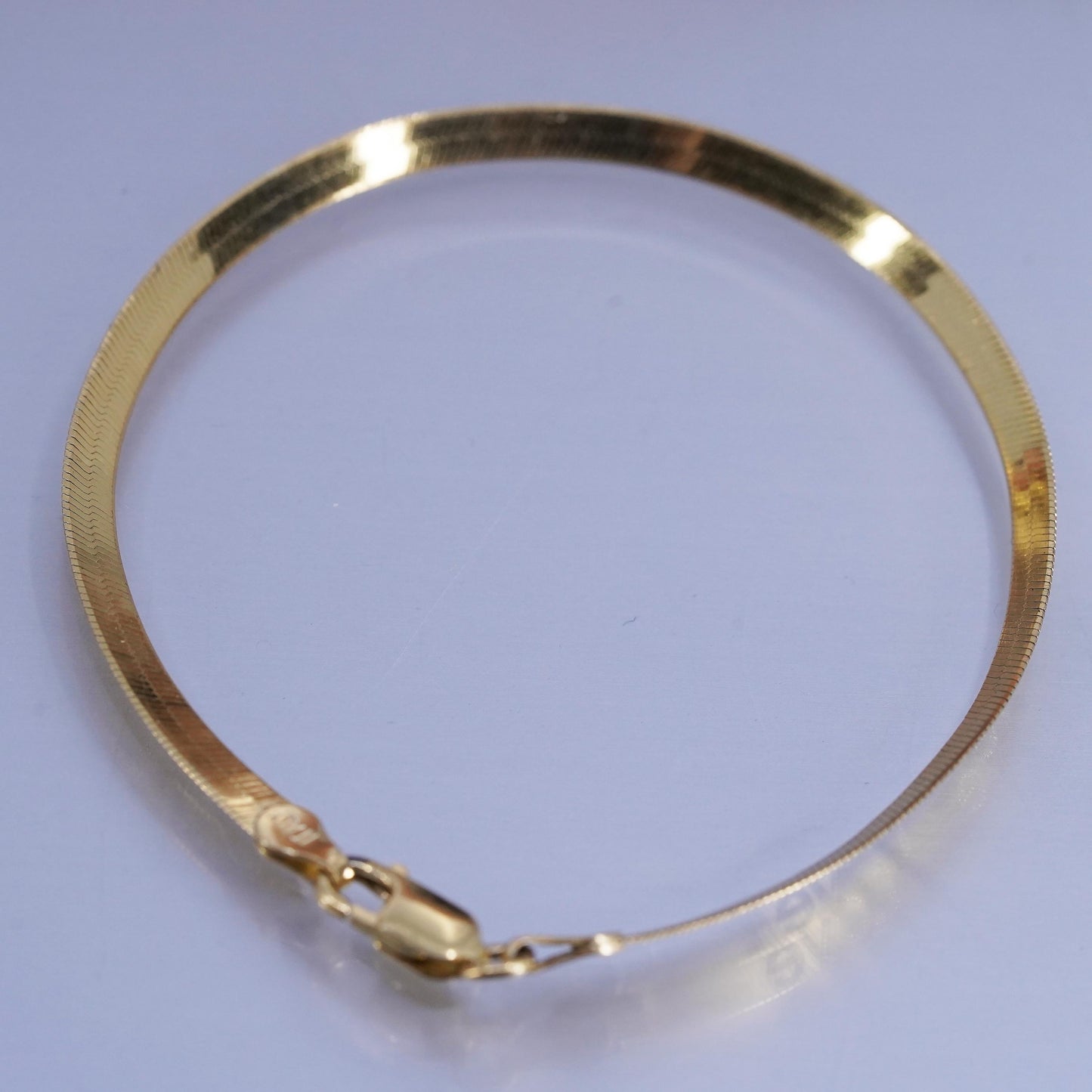 7.5”, vermeil gold filled Sterling 925 silver herringbone bracelet “Love”