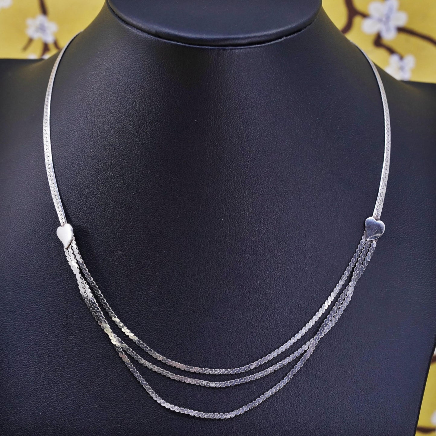 16" 2mm, vintage Sterling silver necklace, Italy 925 silver S-link woven chain