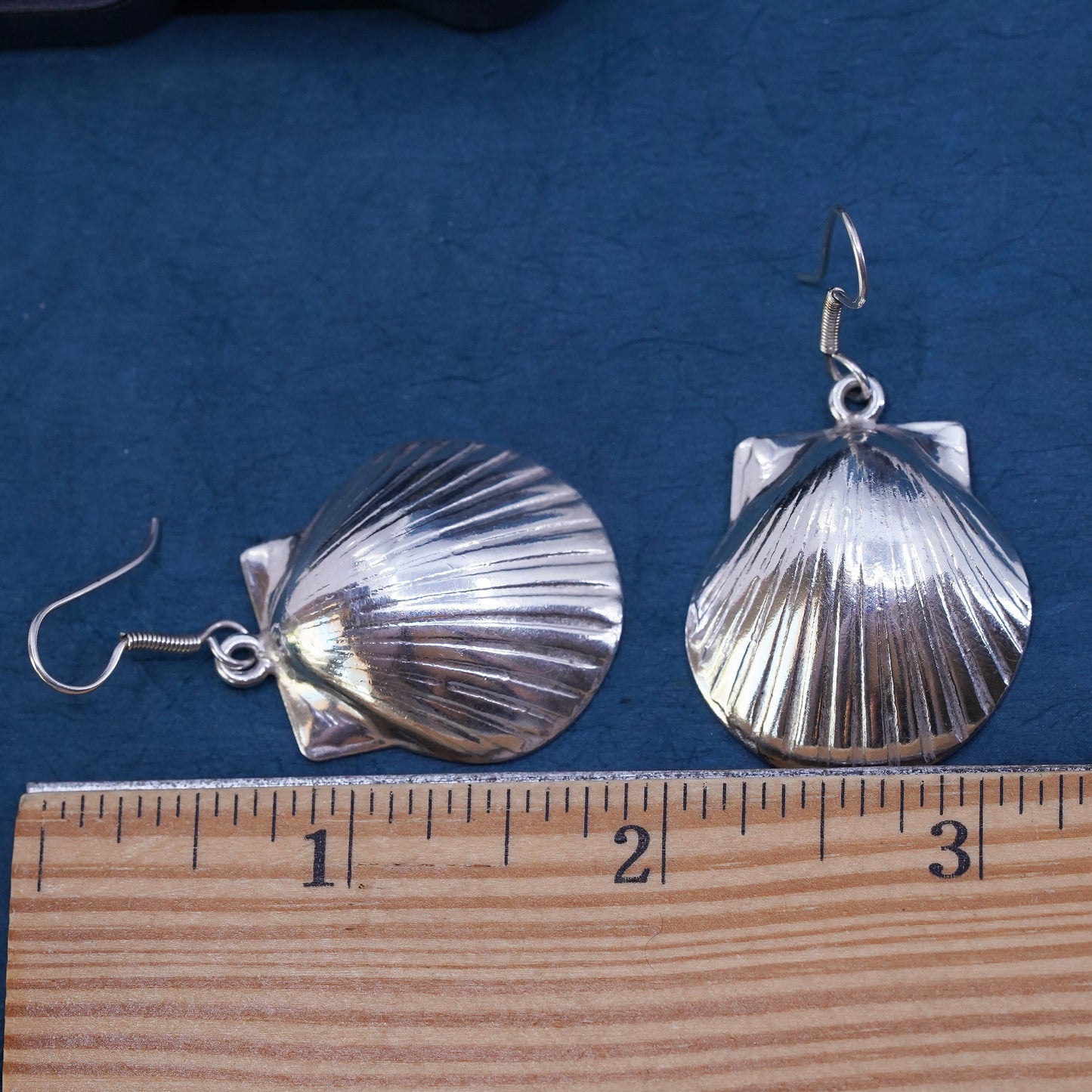 Vintage Sterling silver handmade earrings, 925 shell drops