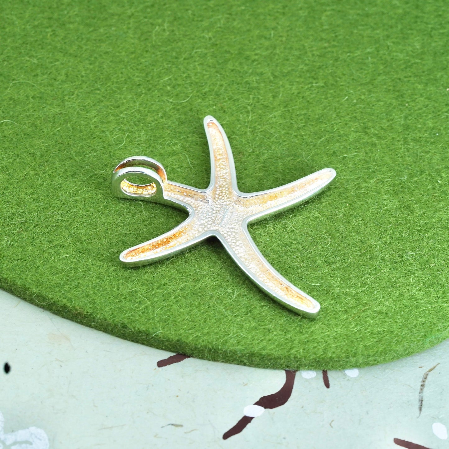 Vintage Sterling silver handmade pendant, 925 starfish