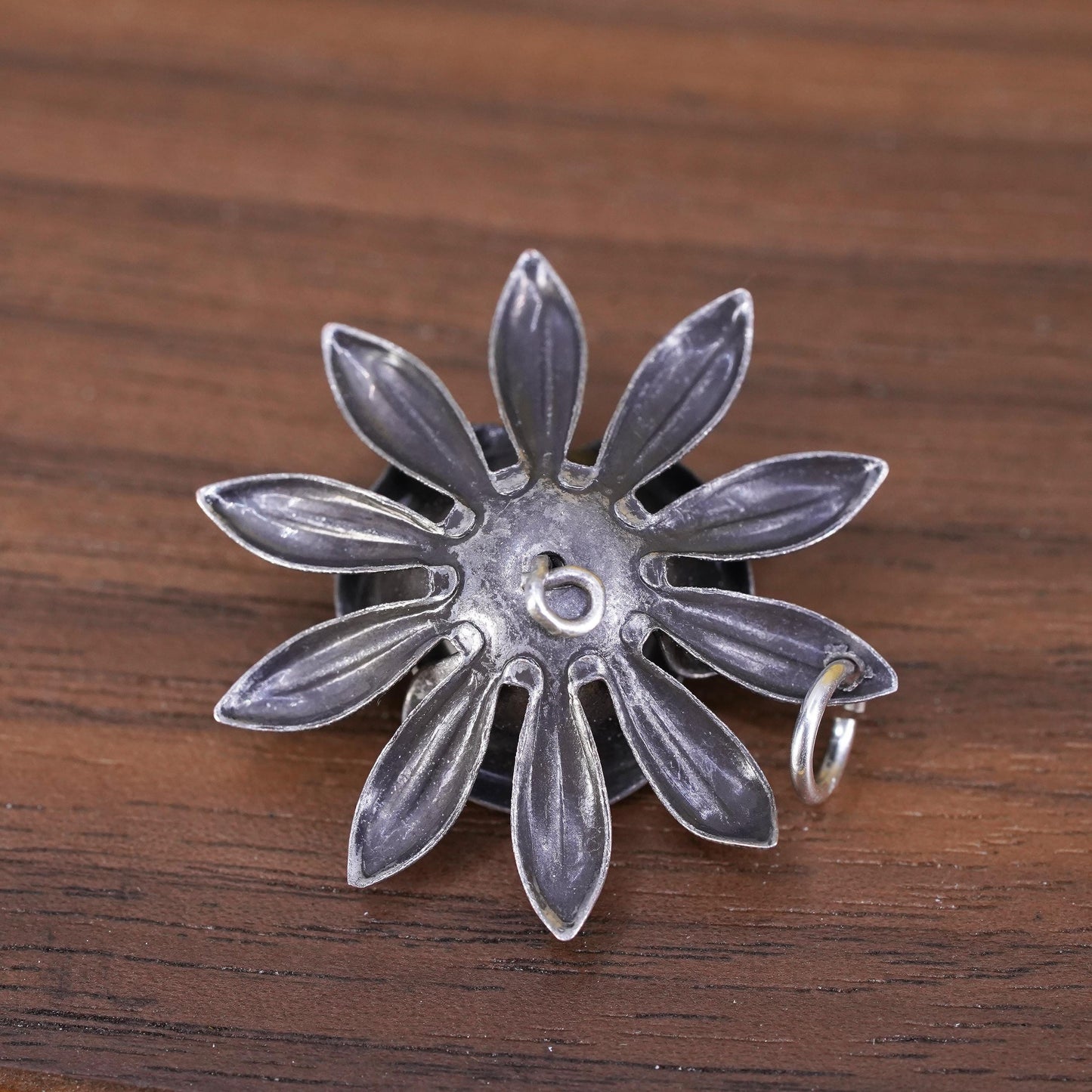 Vintage Sterling silver handmade pendant, mexico 925 rose flower details