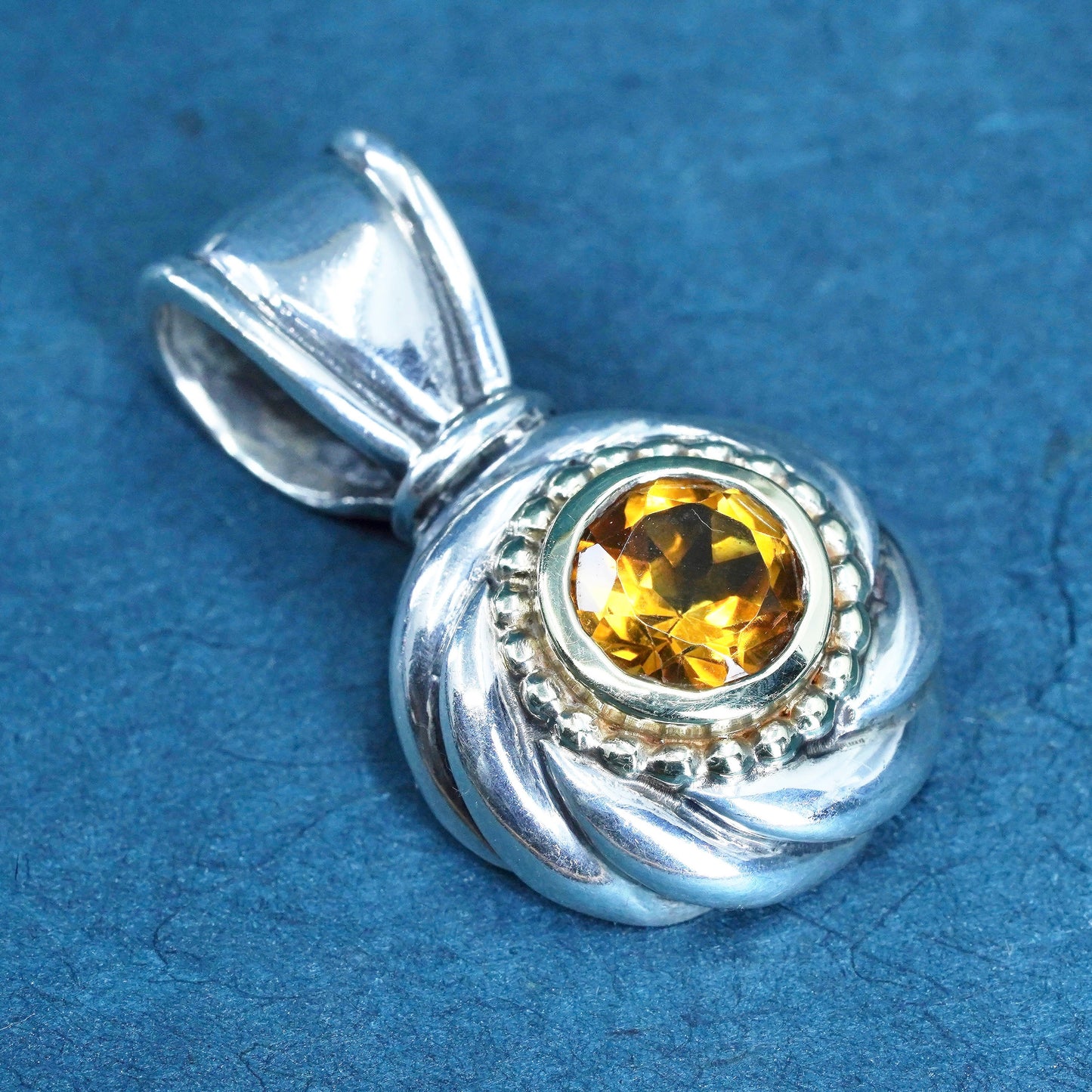 Designer Gabriel 14K yellow gold sterling silver 925 handmade pendant citrine