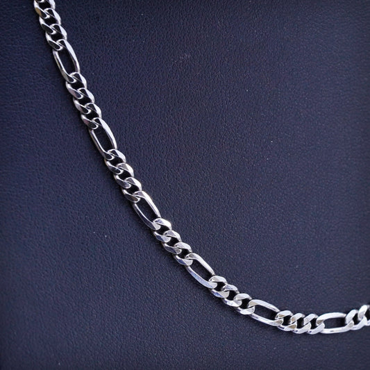 17” 5mm, vintage Italy Sterling 925 silver bold figaro chain necklace