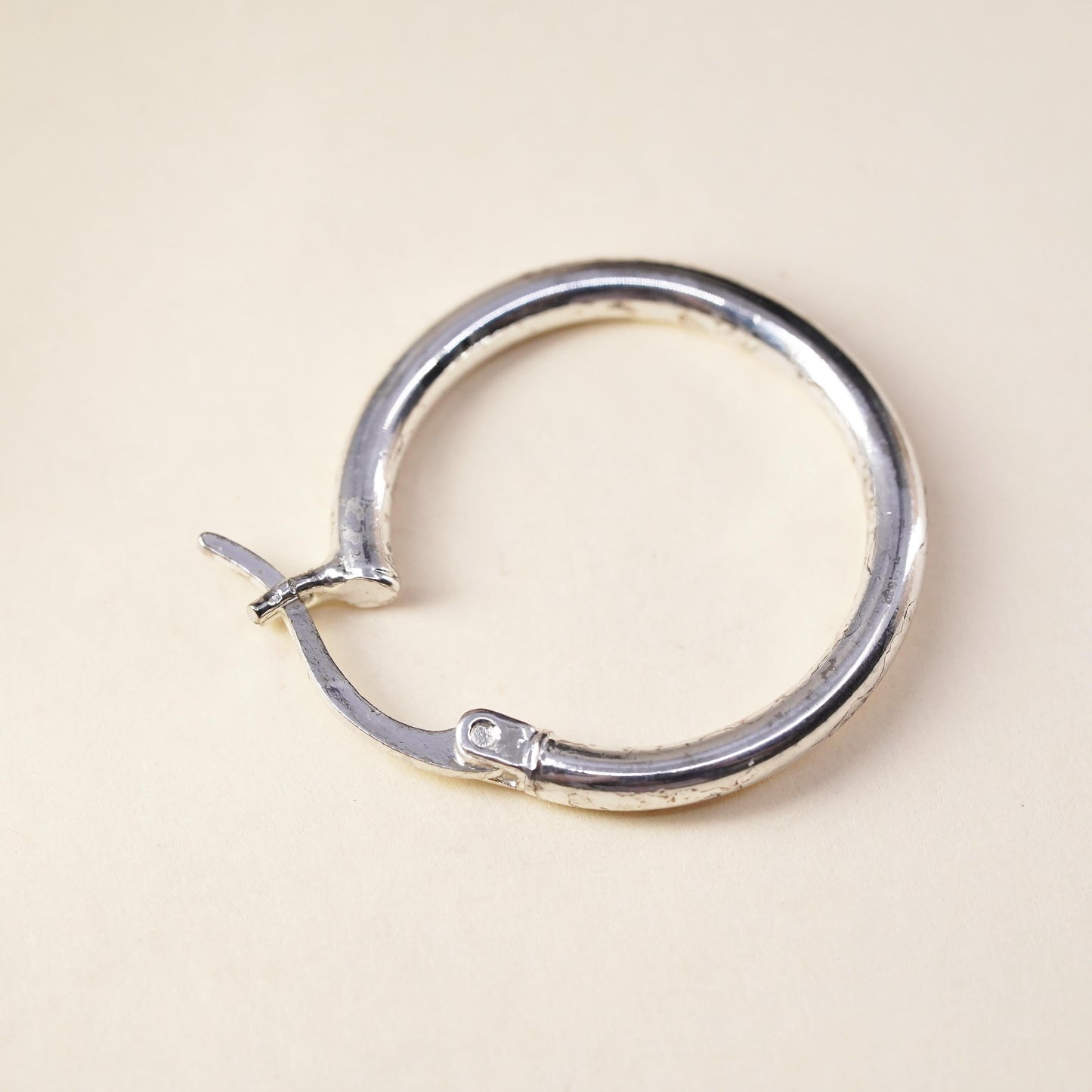 1", Vintage sterling silver loop single earring, minimalist primitive hoop