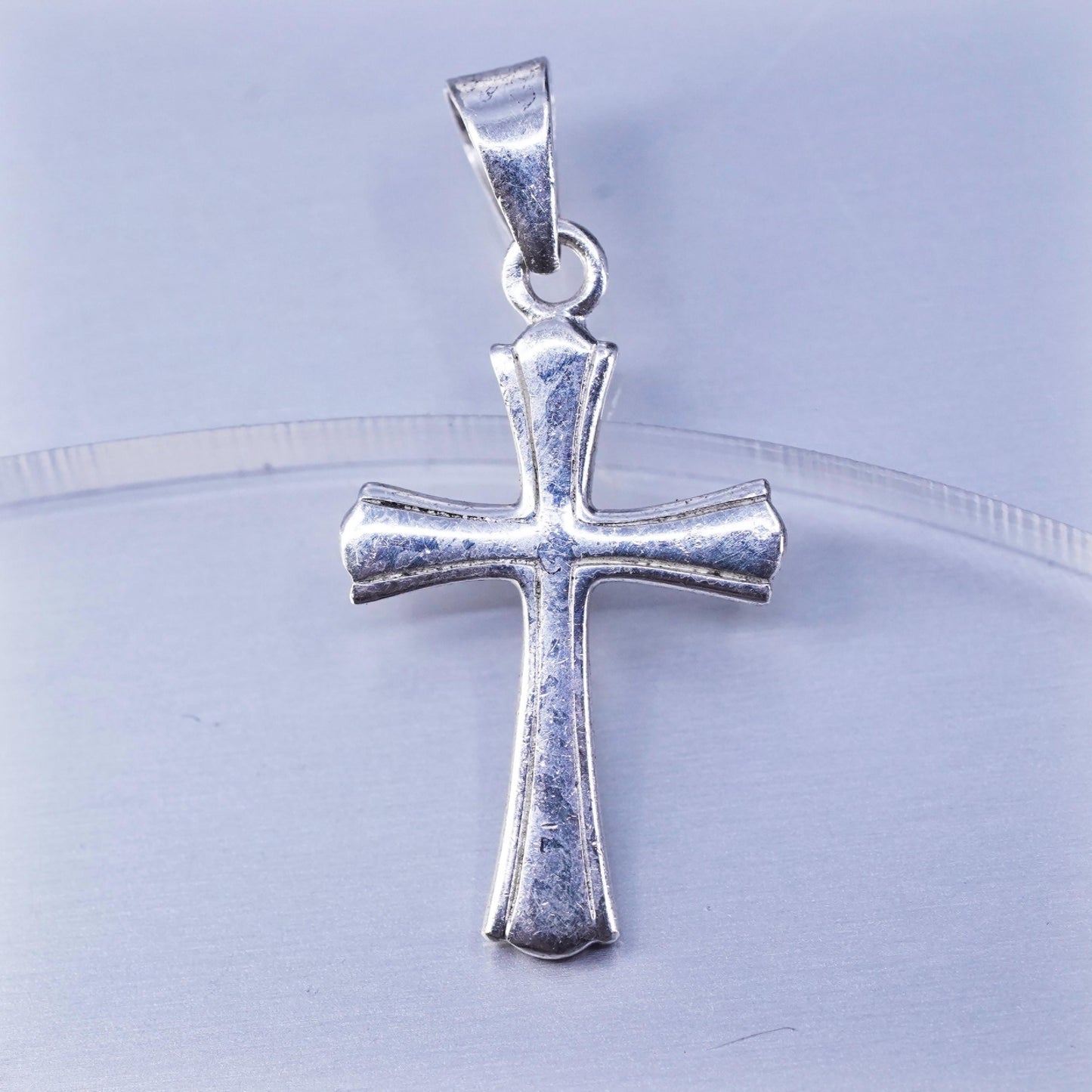 Vintage sterling 925 silver handmade cross charm pendant