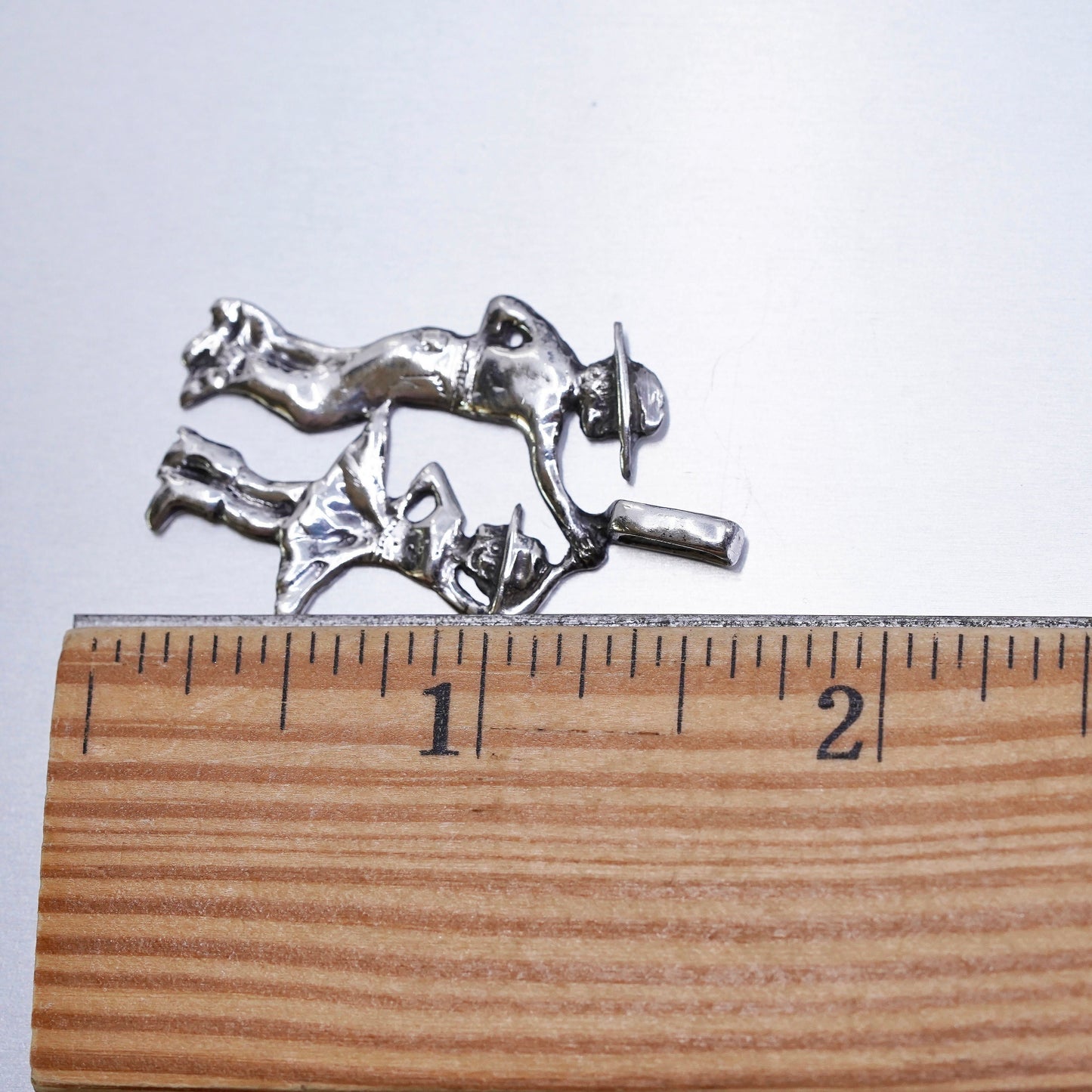 Vintage Sterling silver handmade charm, 925 double dancer pendant