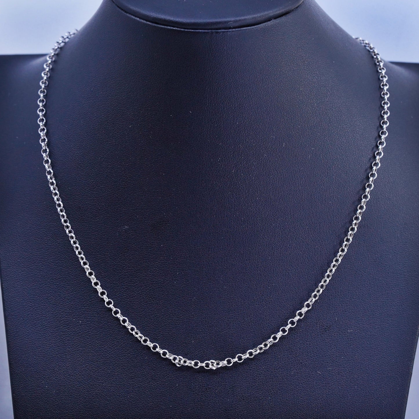 17” 3mm, vintage Sterling 925 silver circle chain necklace