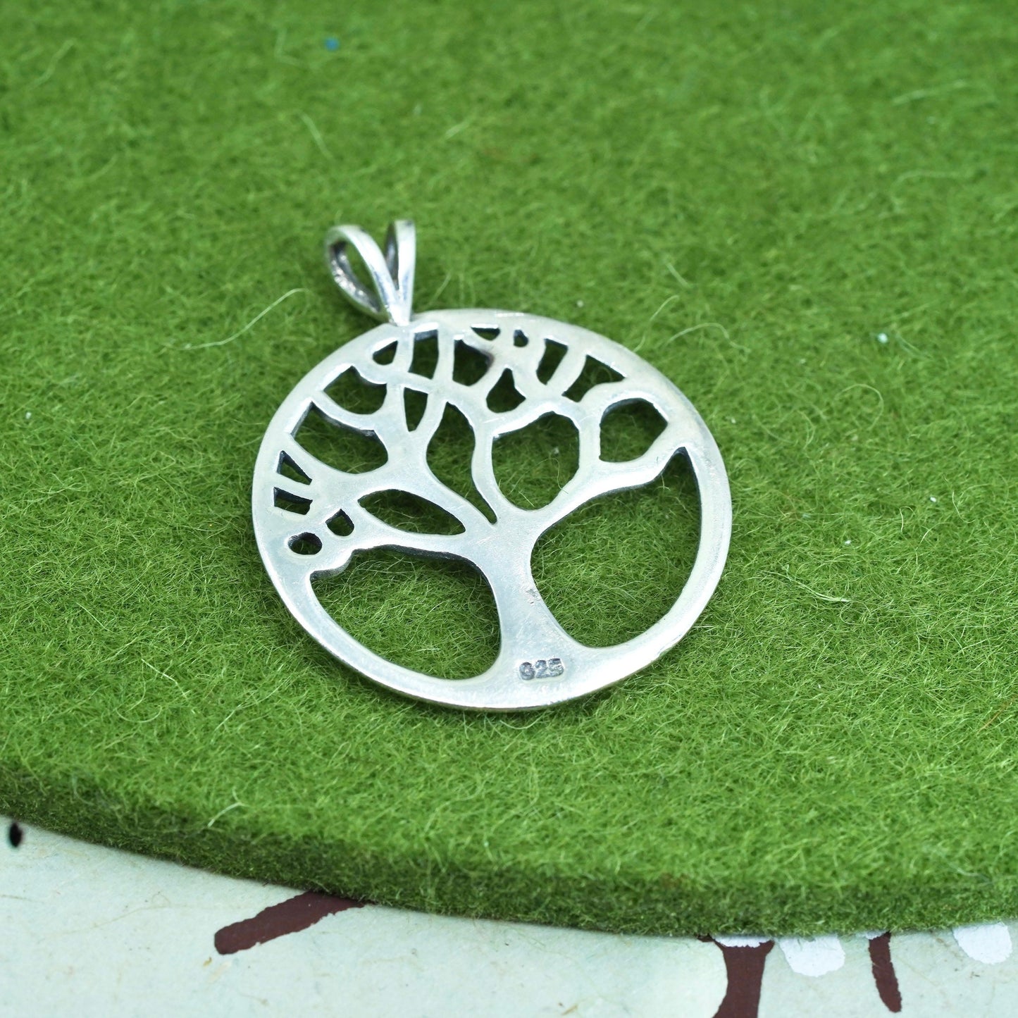 Vintage Sterling silver handmade pendant, 925 tree