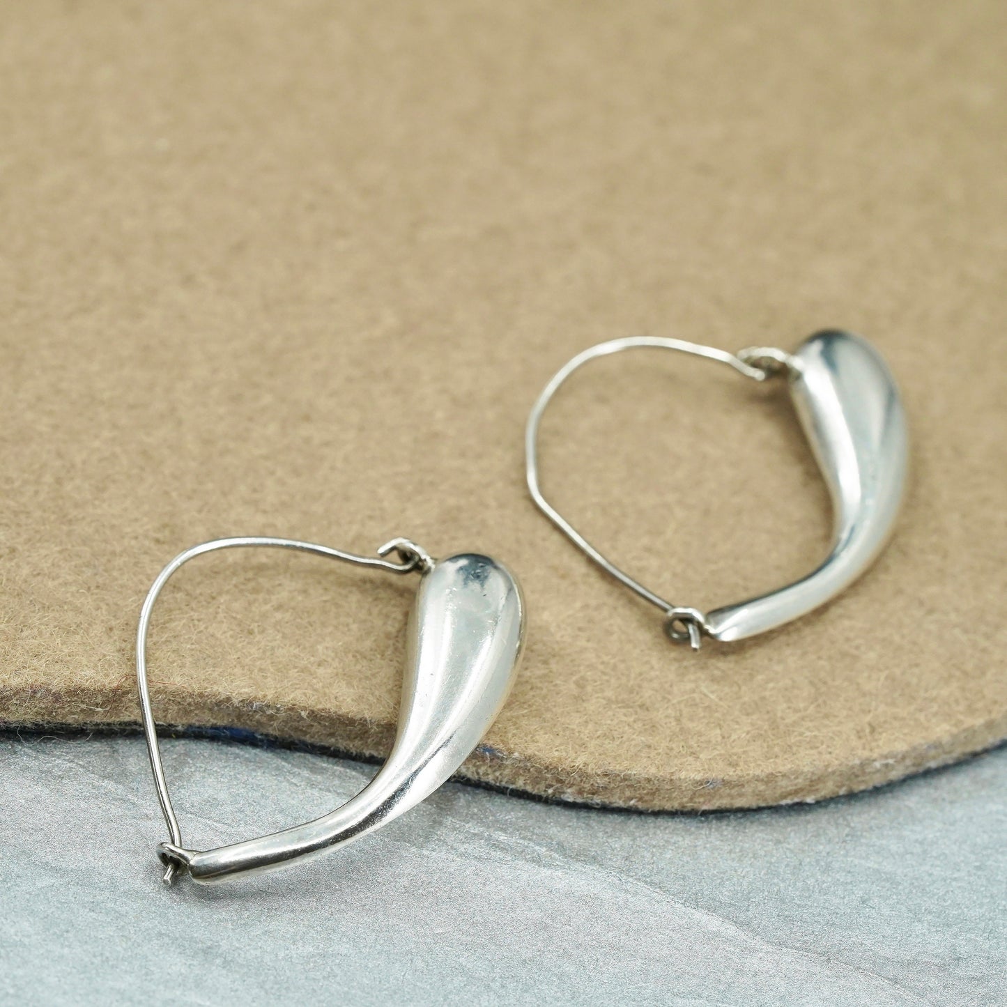 1.75”, vintage Sterling silver handmade earrings, 925 hoops