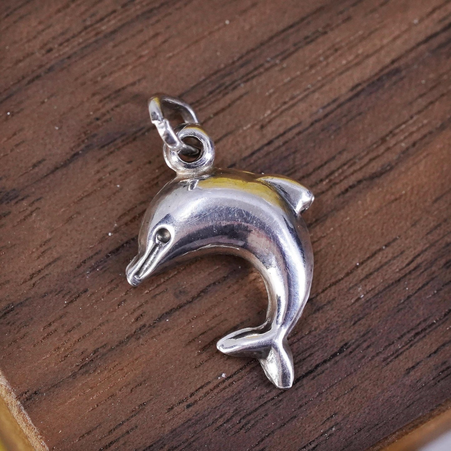 Vintage Sterling silver handmade pendant, 925 dolphin charm