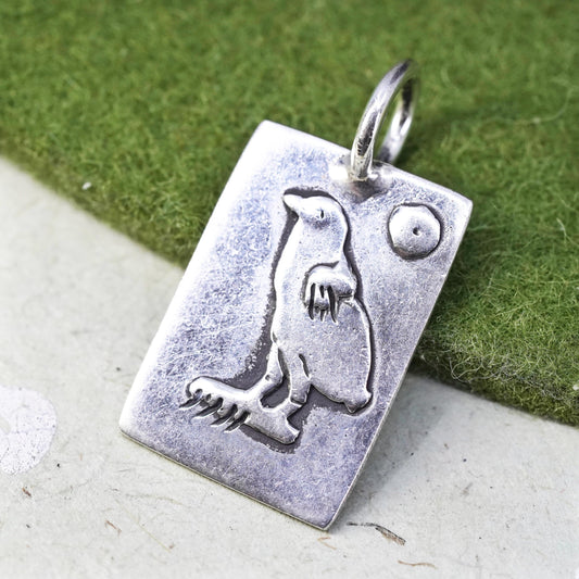 Vintage Native American sterling silver handmade pendant, 925 bird owl tag