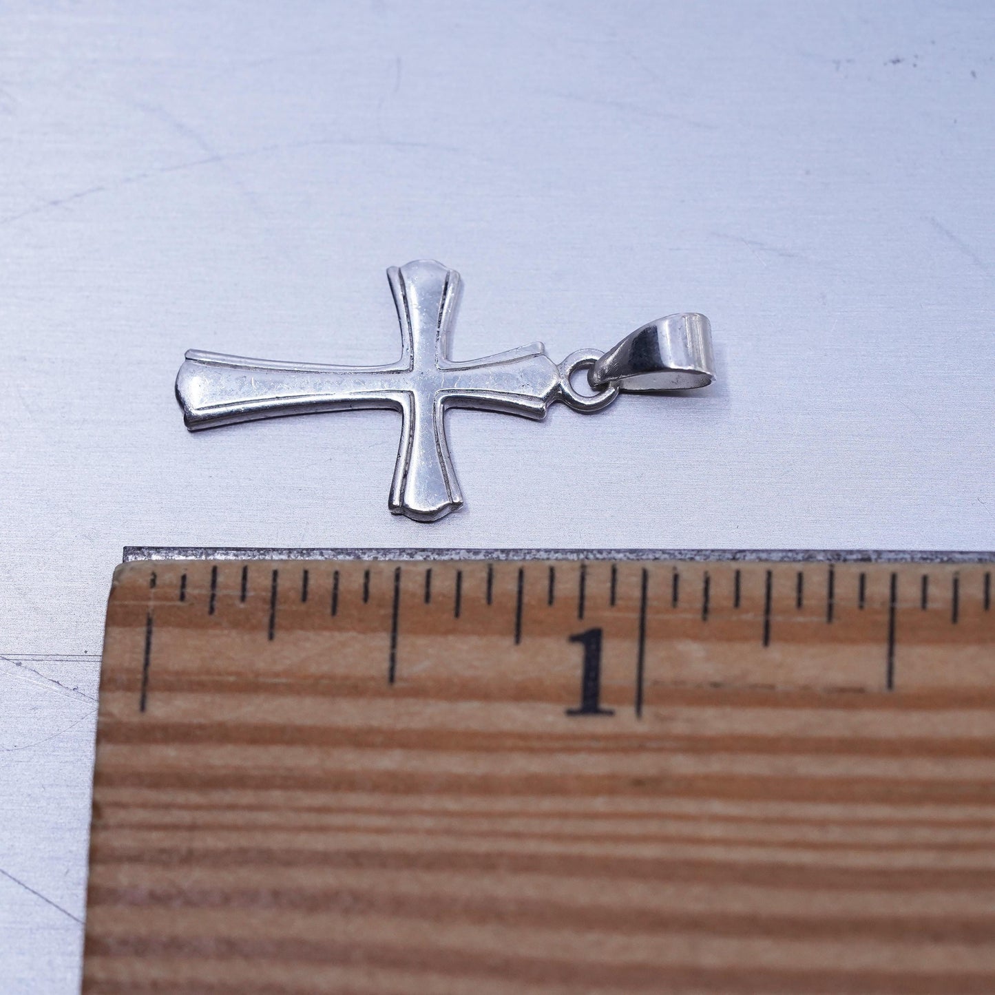 Vintage sterling 925 silver handmade cross charm pendant