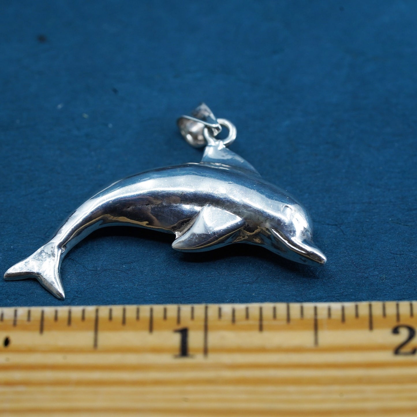 Vintage Sterling silver handmade dolphin pendant, 925 charm