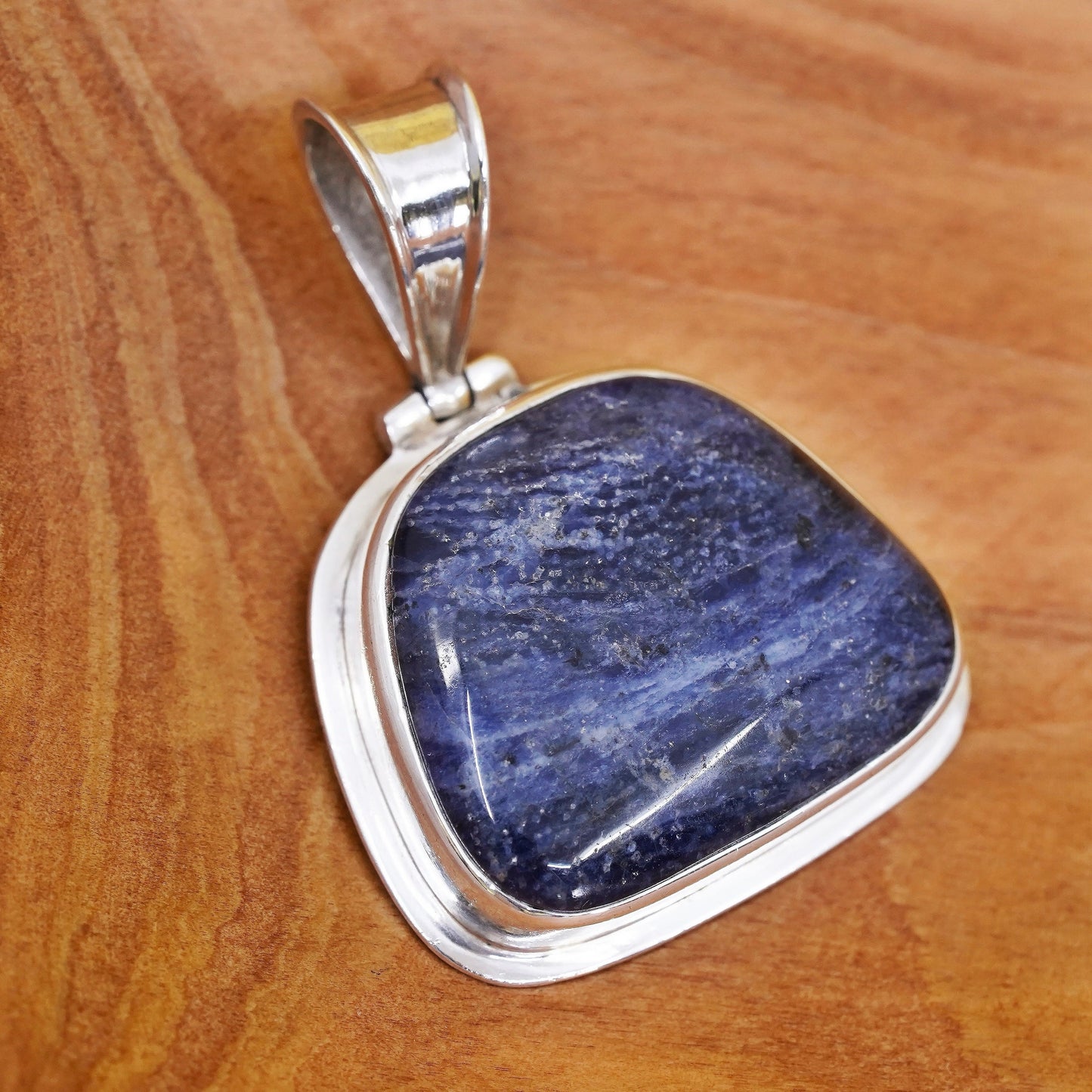 Vintage Sterling 925 silver handmade pendant with sodalite