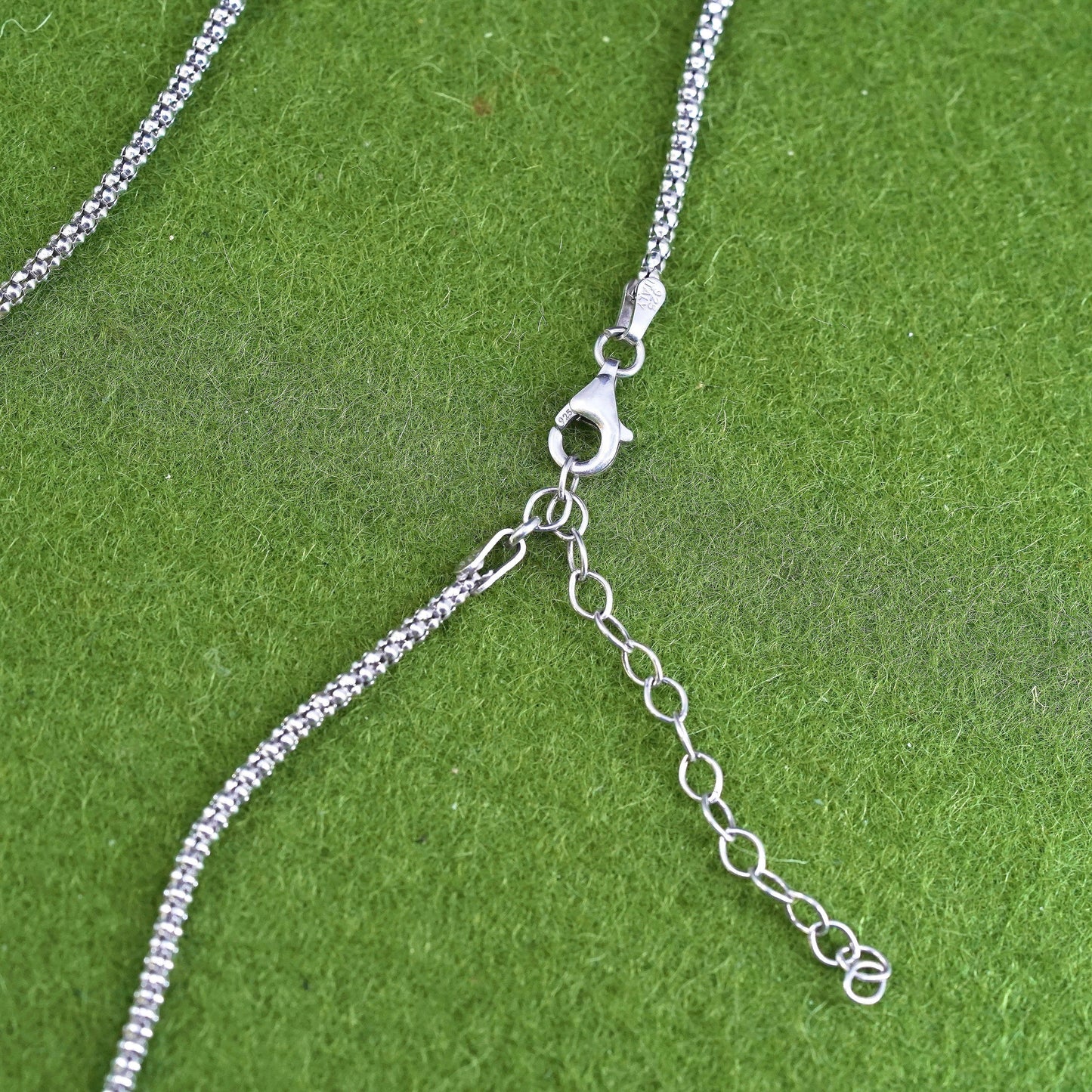 16+2”, 1mm, sterling silver handmade necklace, 925 popcorn chain