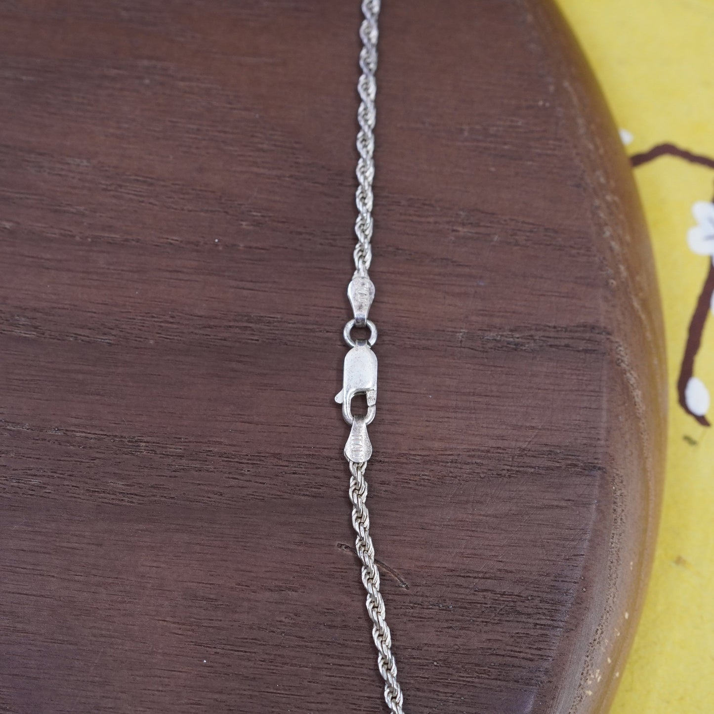 22”, 2mm, vintage Sterling silver necklace, Italy 925 rope chain