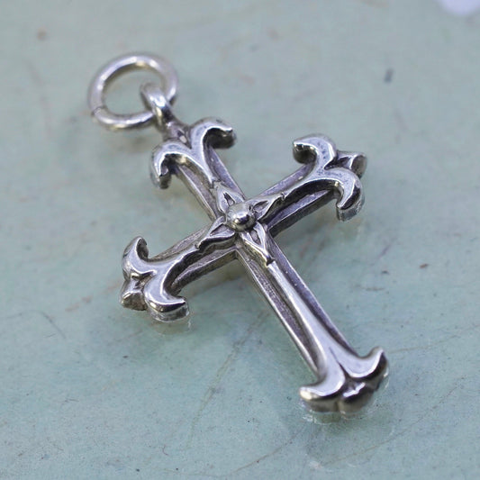 Vintage handmade Sterling silver pendant, 925 cross charm