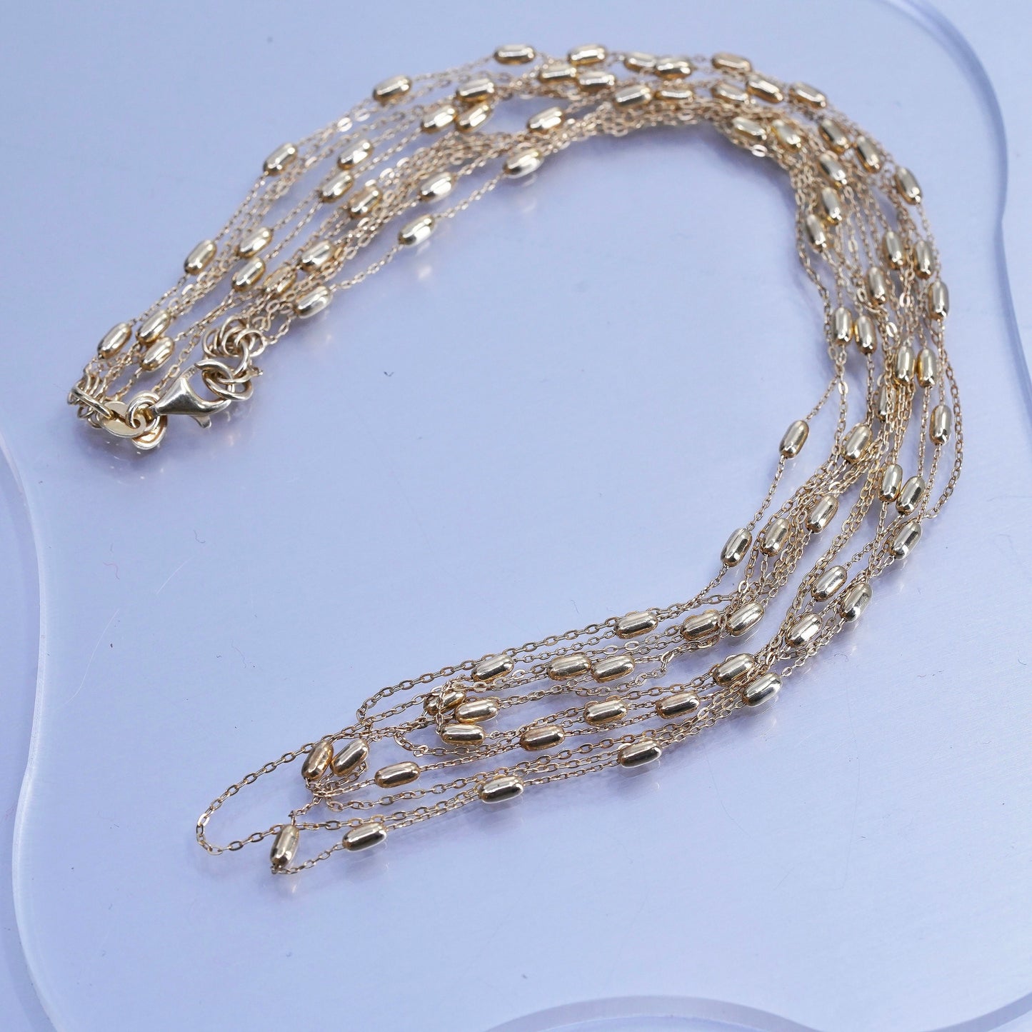 18”, Italian vermeil gold Sterling 925 silver circle oval beads, necklace