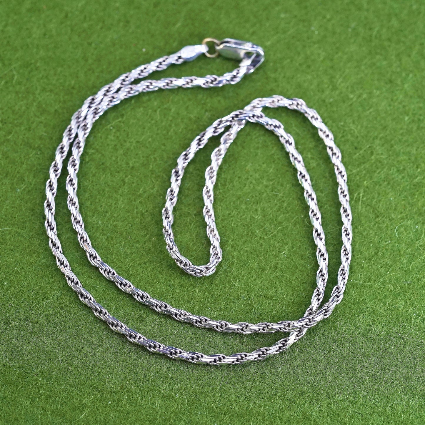 20”, 3mm, vintage Sterling silver necklace, 925 diamond rope chain