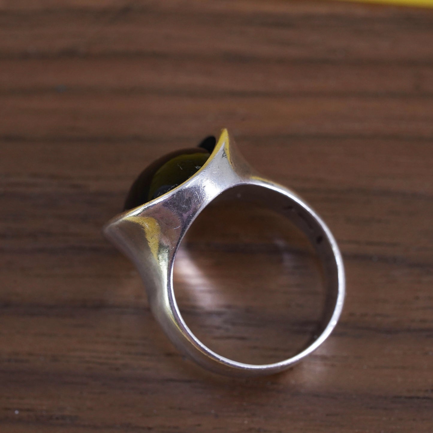 Size 7, VTG modern southwestern Sterling 925 silver handmade ring oval onyx