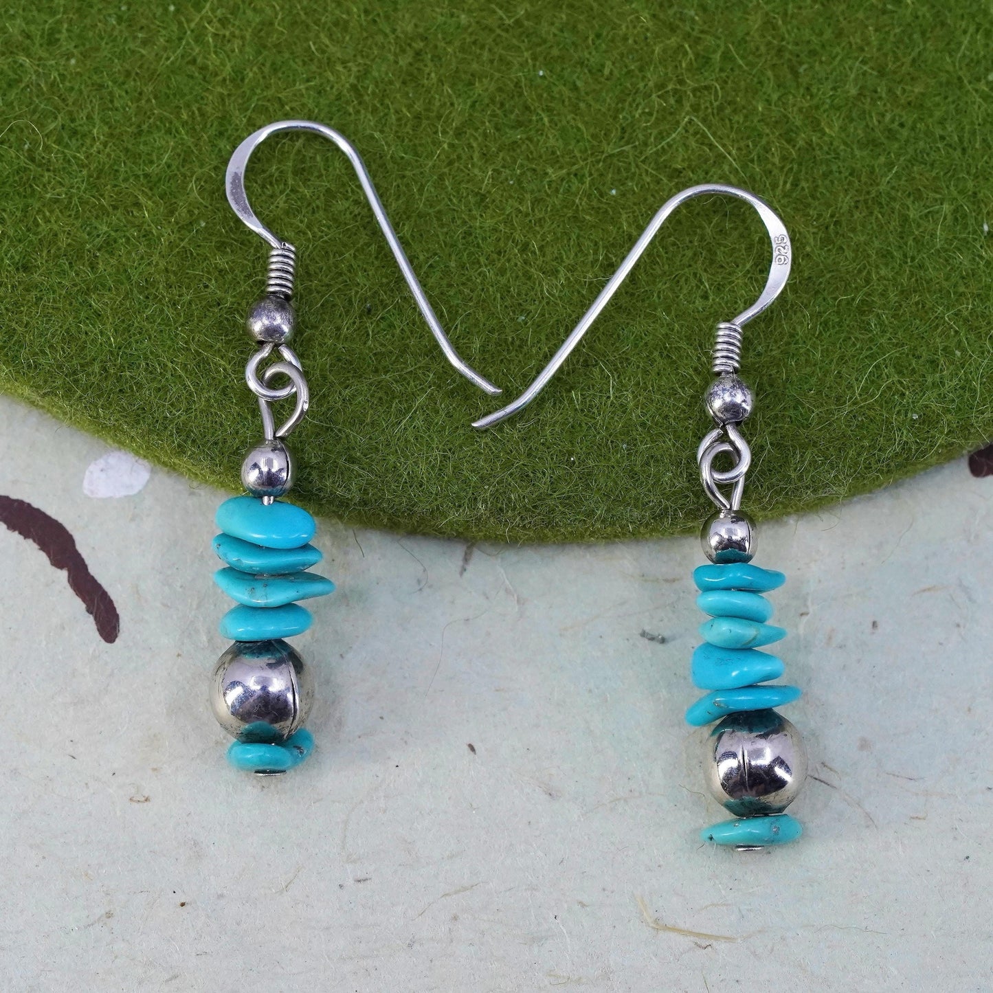 Southwestern sterling silver 925 handmade earrings with turquoise beads